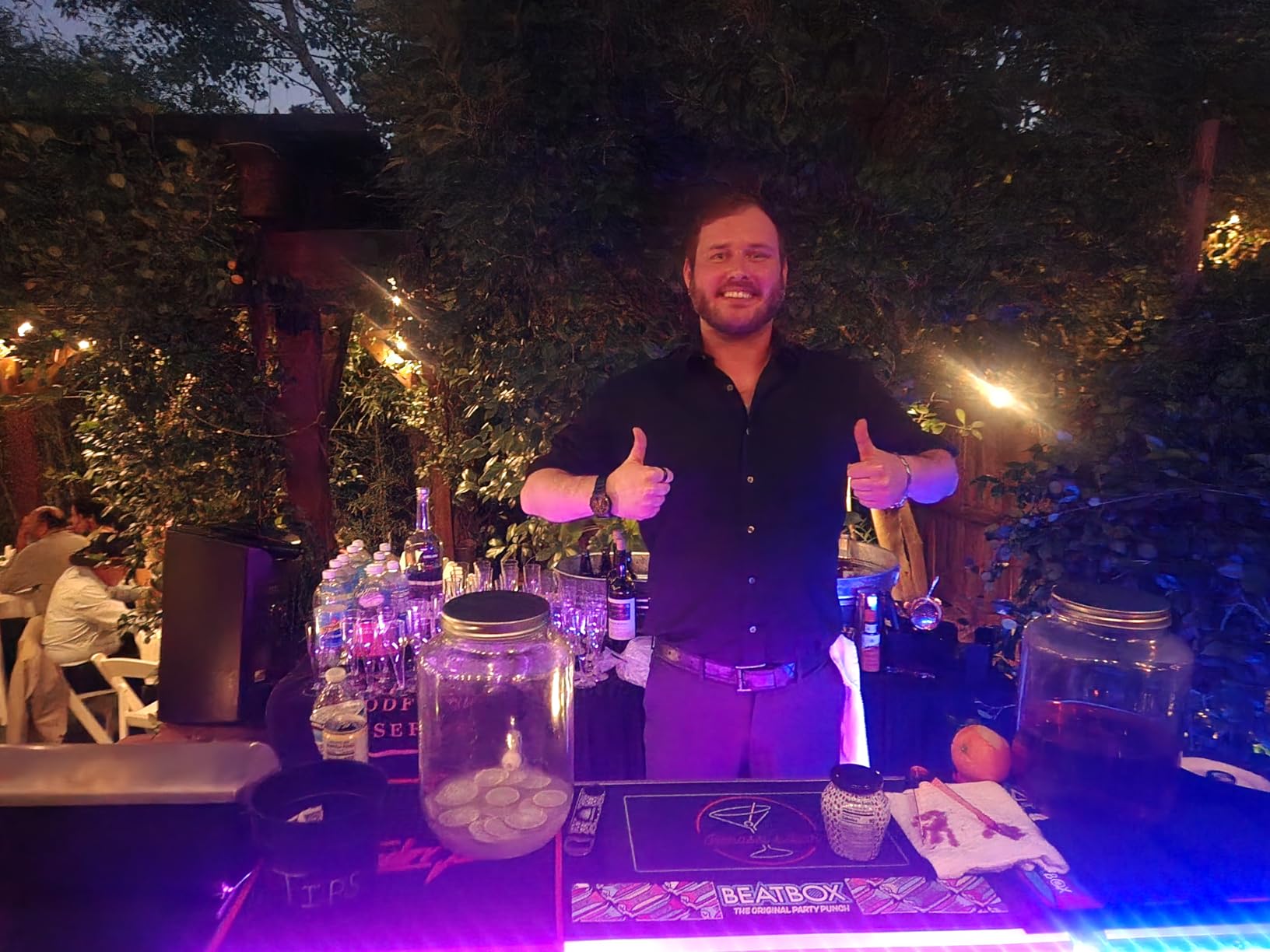 PARTYPONG Folding Portable Double Bar w/LED Lights, Wireless Remote, 2 Bar Skirts, Storage Shelf, & Carrying Case - Black customer photo 2