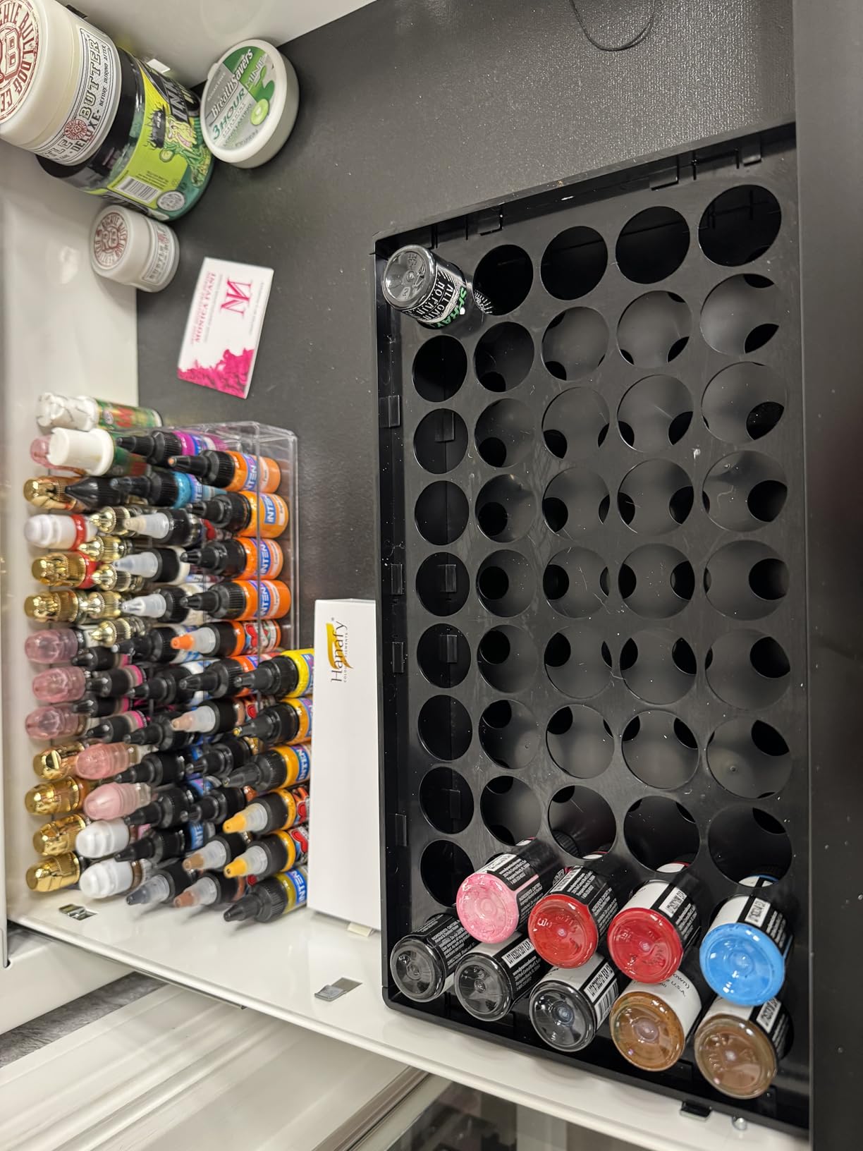 Acrylic Tattoo Ink Holder Stand, 50 Bottle Ink Assembly Display Rack, Wall-Mountable customer photo 1