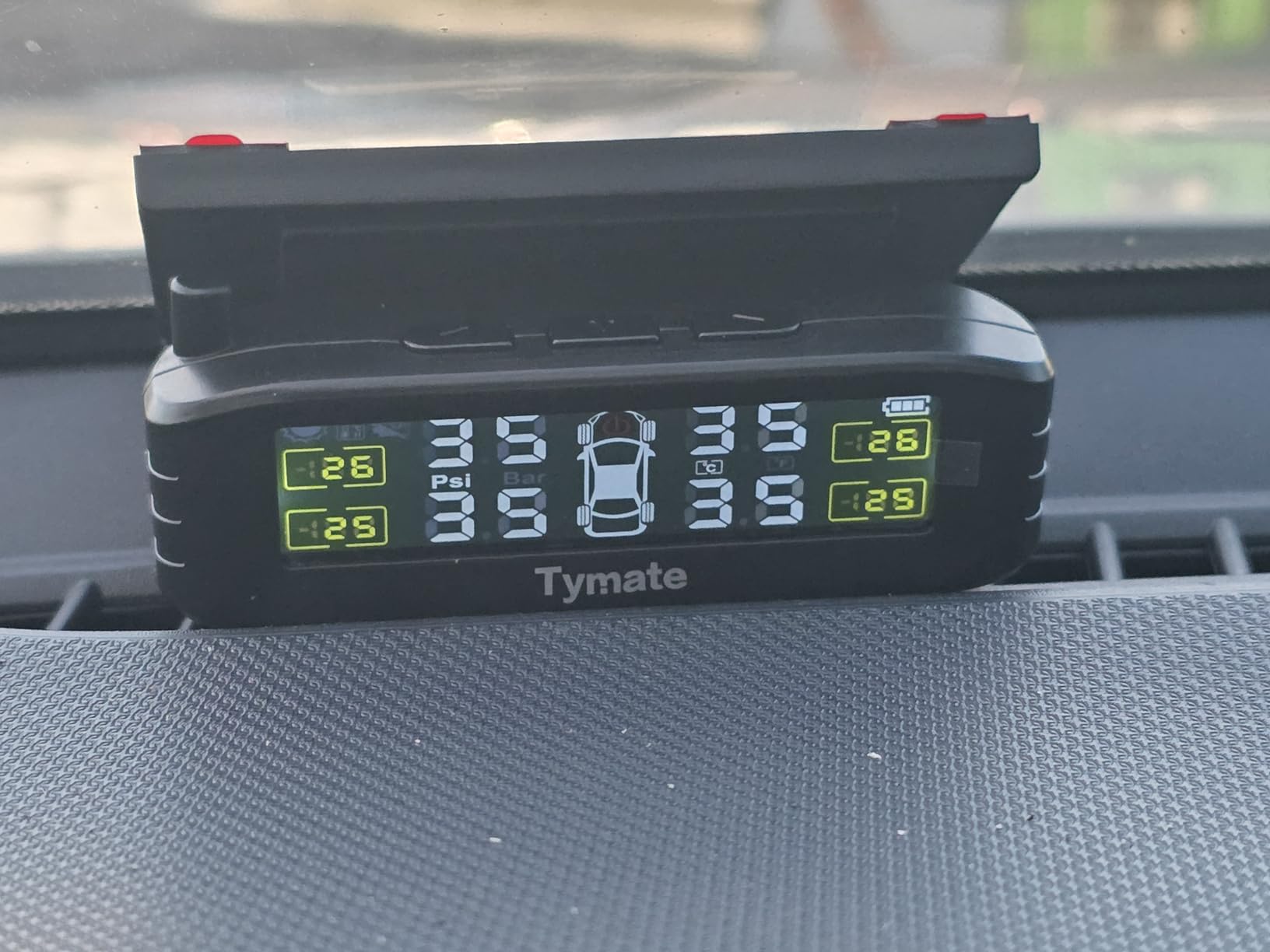 Tymate TM8 Tire Pressure Monitoring System, Wireless Solar TPMS with 4 External Sensors & 6 Alarm Modes, Colorful Display, Easy to Intall on Windshield, Ideal for RV Sedan SUV MPV Truck (0-87 PSI) customer photo 2