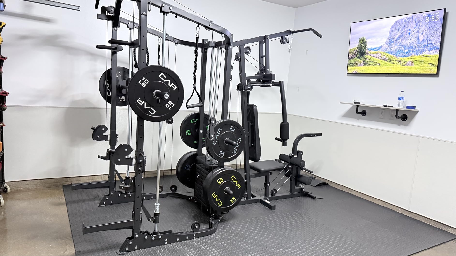 GMWD Dual-Station Smith Machine Power Cage, All-in-One Home Gym Workout Station with 121LB Weight Stacks & Cable Crossover customer photo 2