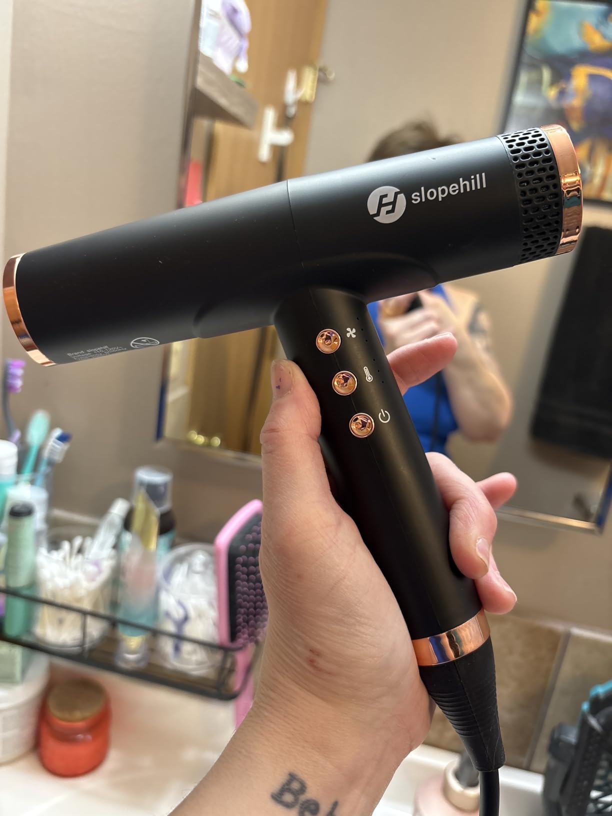 slopehill Professional Ionic Hair Dryer, High-Speed Blow Dryer with Brushless Motor for Salon Use, Lightweight Compact Hairdryer for Travel, Low Noise Quiet for Home, Ceramic Pink customer photo 1