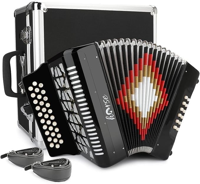 Horse 31 Key Accordion, 12 Bass 3-Row G/C/F Diatonic Accordions for Adults customer photo 1