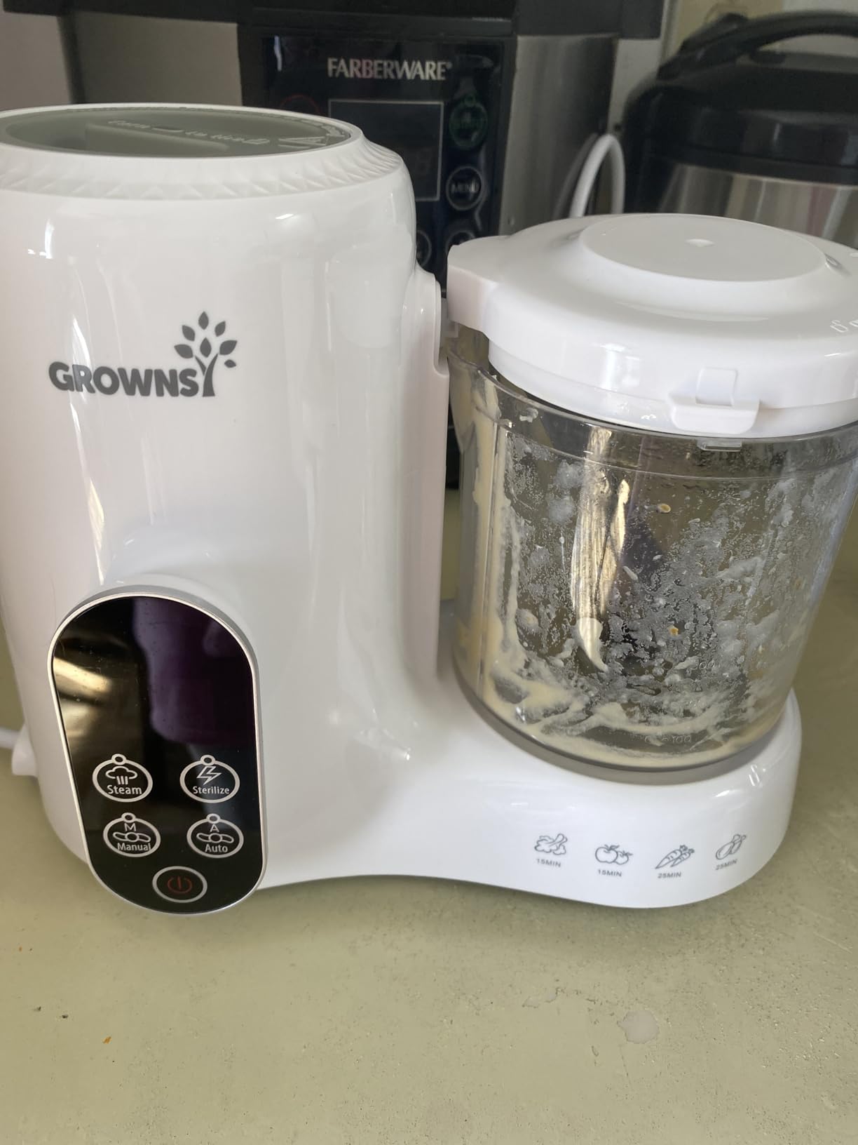 Grownsy Baby Food Maker with Steam Basket, One Step Baby Food Processor Steamer Puree Blender Grinder Mills Machine, Auto Cooking Grinding and Sterilizing for Healthy Homemade Baby Food, White customer photo 2