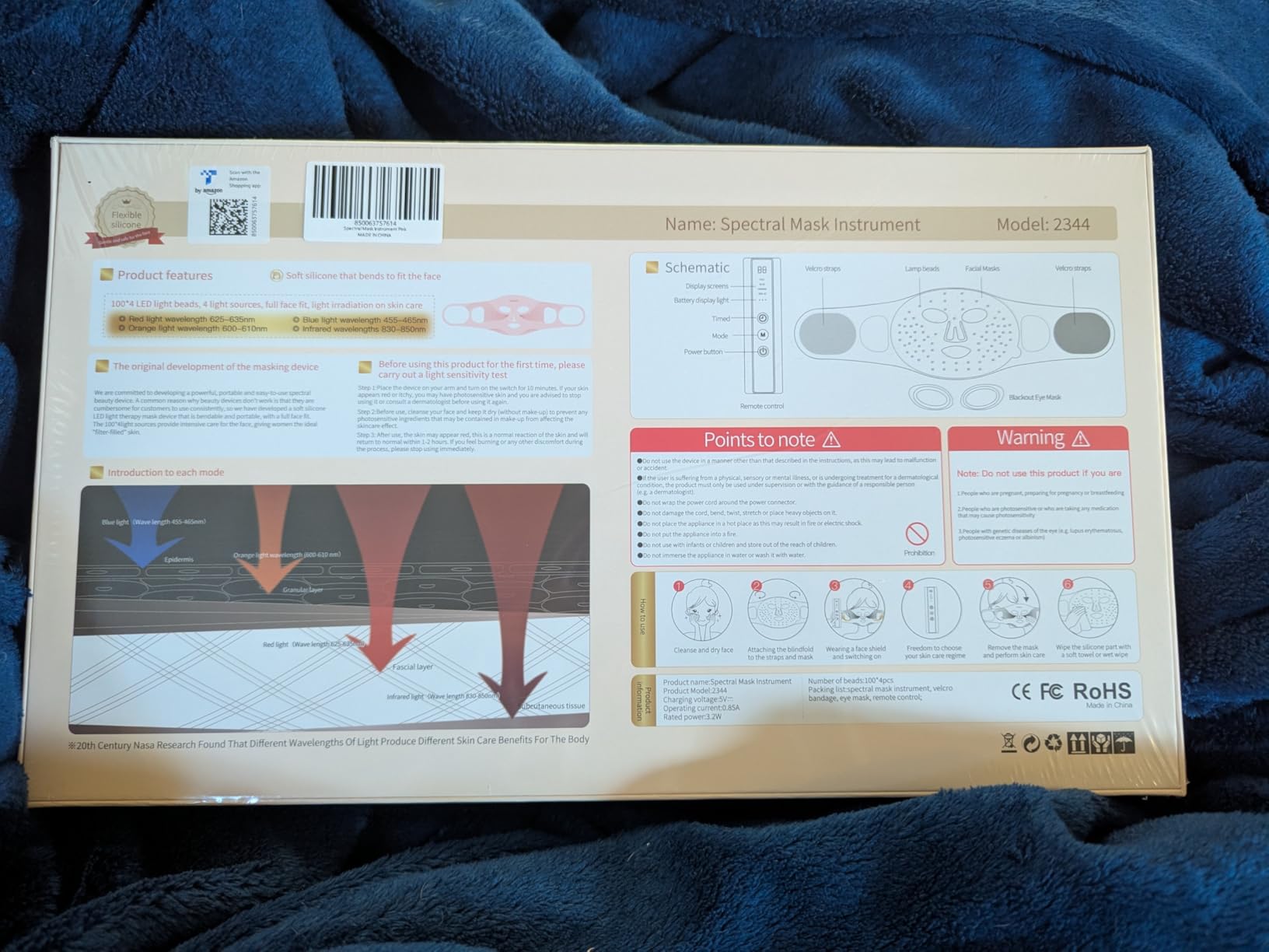 NVBOTY Red Light Therapy Mask, 4 Modes Portable Red Light Therapy for Face, 2000mAh Rechargeable Remote, Blue, Orange, 850NM Infrared & Red Light Mask, 400 LEDs, Timing Function, at Home & Travel customer photo 2