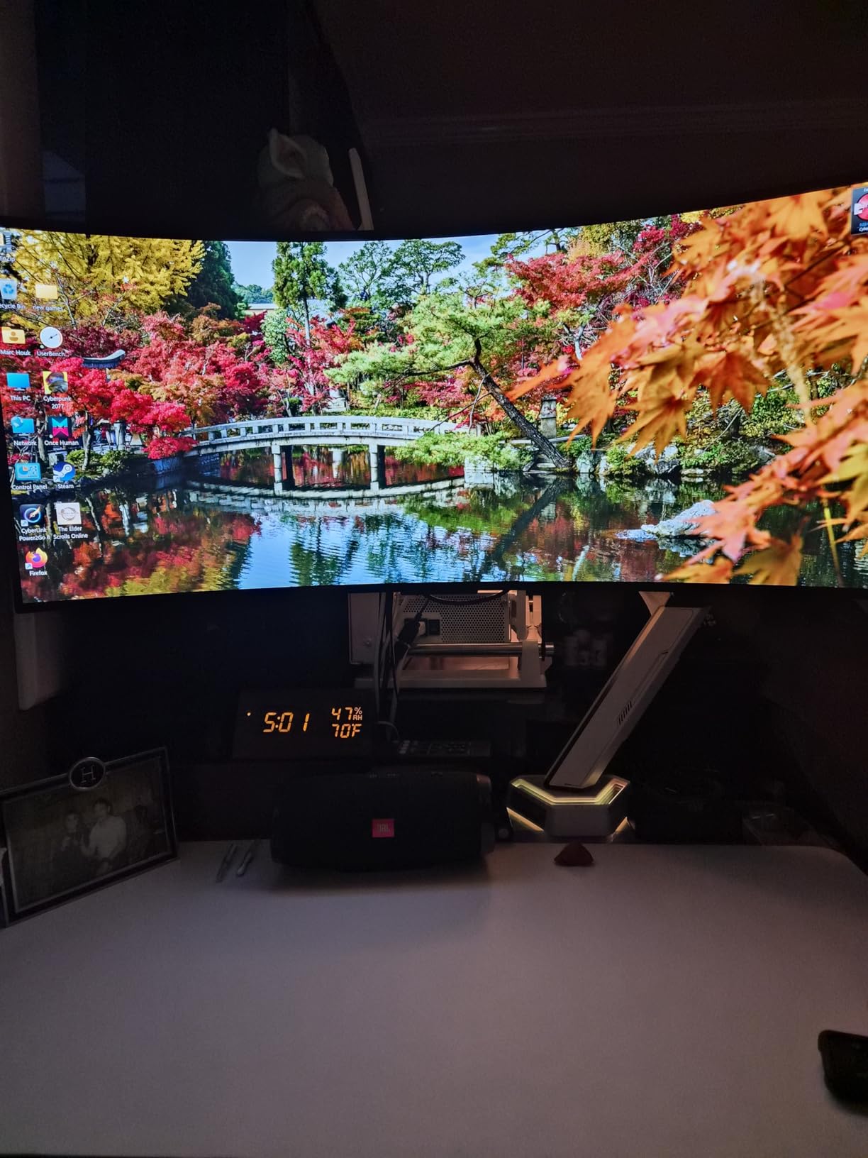 ARES WING RGB Single Monitor Arm Desk Mount for 17-45 inches Flat and Curved Monitors, Holds 35.2 lbs Heavy Duty, Adjustable Ultrawide Monitor Arm with Clamp & Grommet Base, 75/100 VESA Mount, Gray customer photo 2