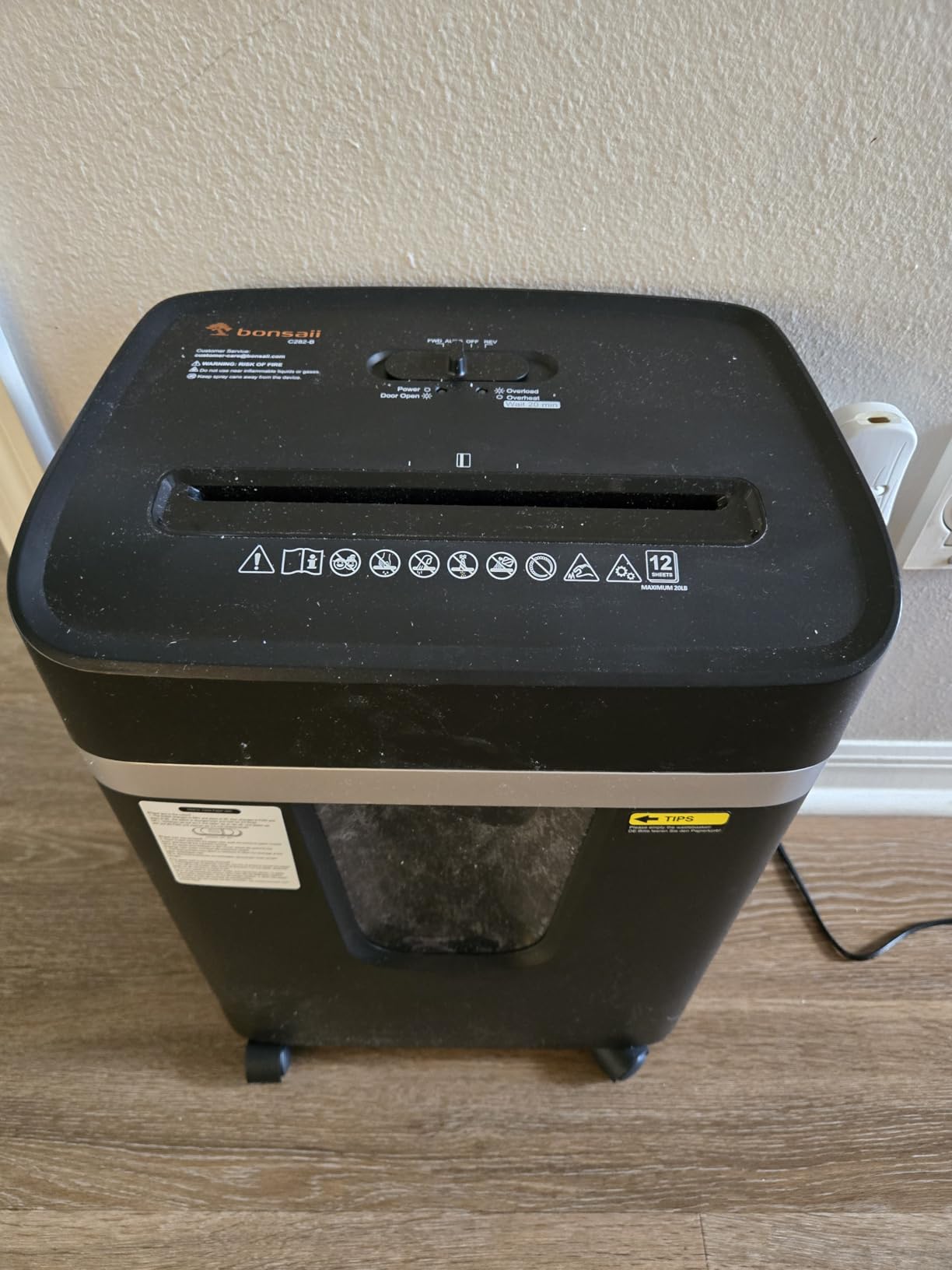 Bonsaii 12-Sheet Micro-Cut Paper Shredders for Home Office, Heavy Duty Document Shredder with 5.5 Gallon Pullout Bin for CD/Credit Card/Staple, 30 Mins Continuous Run Time, P-4 High Security, C282-B customer photo 2