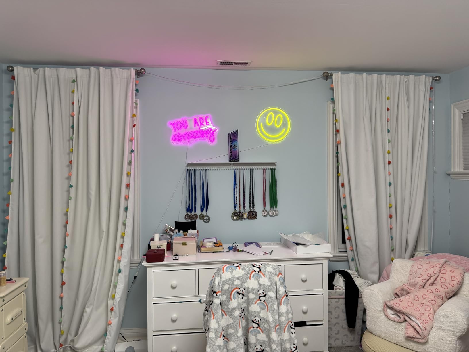 Non-Slip Trophy Shelf,Trophy and Medal Display Shelf, Medal Hanger Display For Wall with 16inchL,Shelves For Trophies medal display Upgraded Medal Holder display For gymanstics,race,soccer,swim customer photo 1