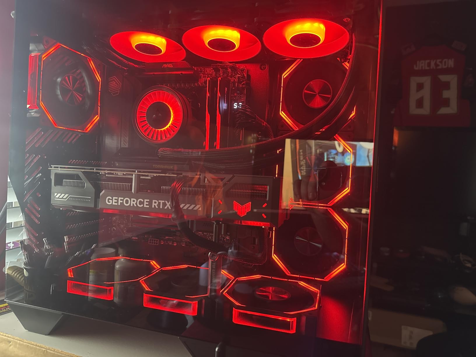 darkFlash Full-Tower ATX Gaming PC Case, Back Plug-in Motherboard, Vertical GPU Mounting, Dual-Chamber, Panoramic Glass, Up to 2 x 360mm Radiators, RTX 40 Compatible(DY470) (4 PWM ARGB Fans, Black) customer photo 2