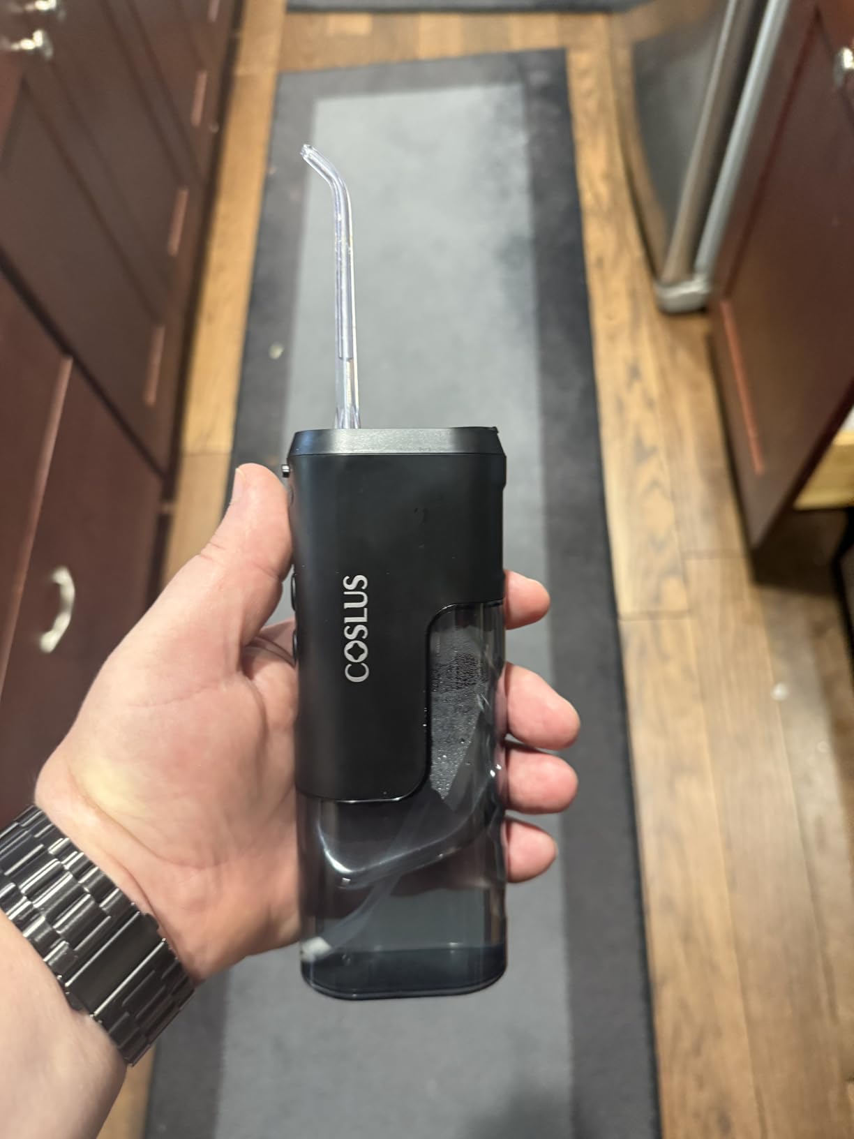 COSLUS T40 Mini Water Flosser for Travel: Portable Compact Design, Cordless Oral Irrigator with 4 Modes, Removable Tank, IPX7 Waterproof for Braces, Orthodontic, Sensitive Teeth On-the-Go Use, Black customer photo 2