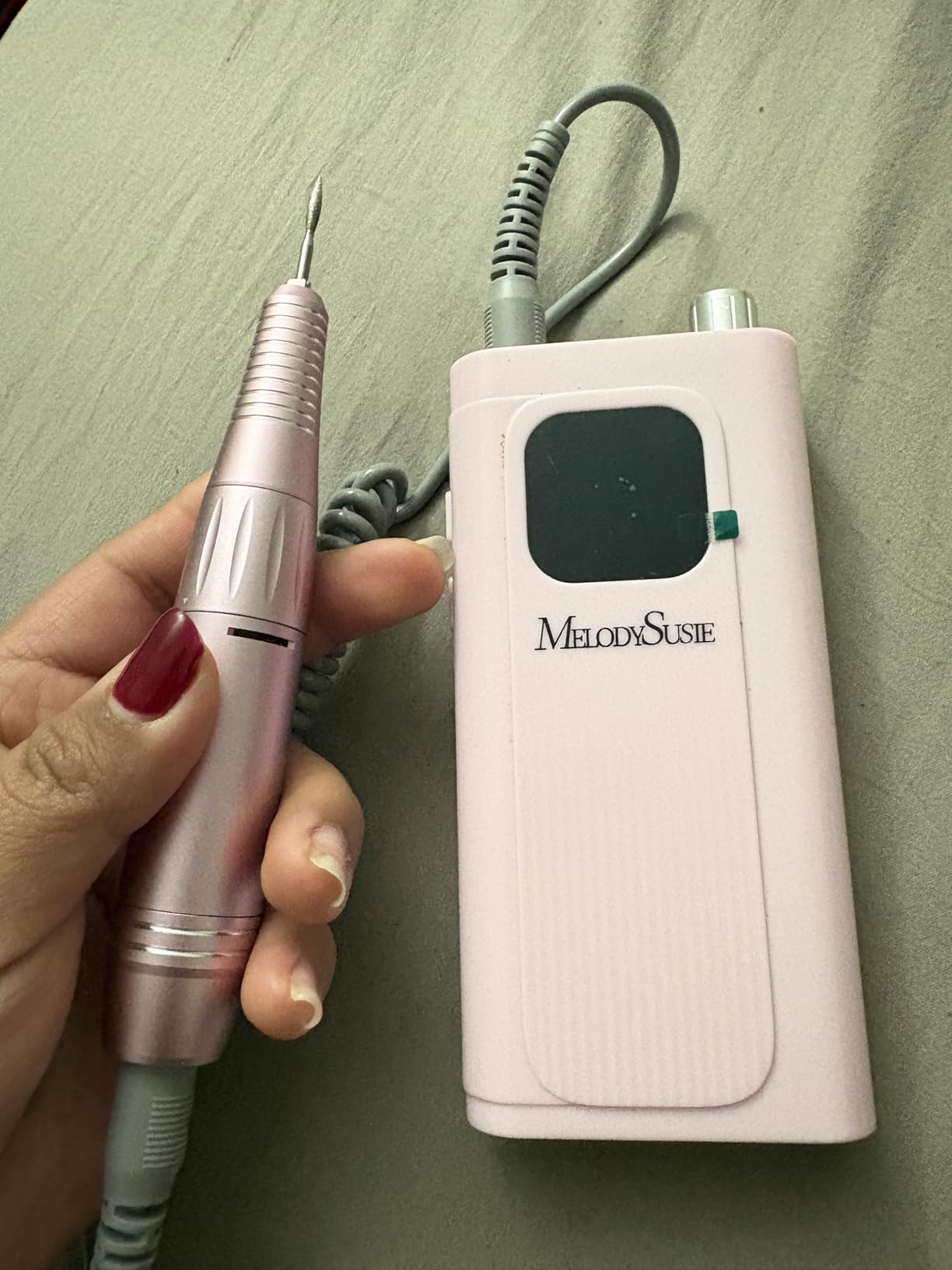 MelodySusie Entry-Level Clip-On Rechargeable Essential Nail Drill, SC300F 30000RPM E-File with LCD Display for All Manicure Shaping & Gel Removal, Ideal for Training, Nail Art Practice & Home Use, Pink customer photo 1