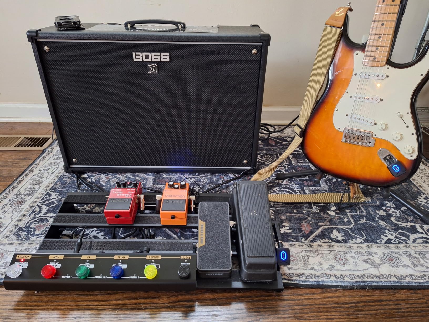 STRICH Guitar Pedal Board with Built-in Power Supply, Small Pedal Board 15 x 5.1