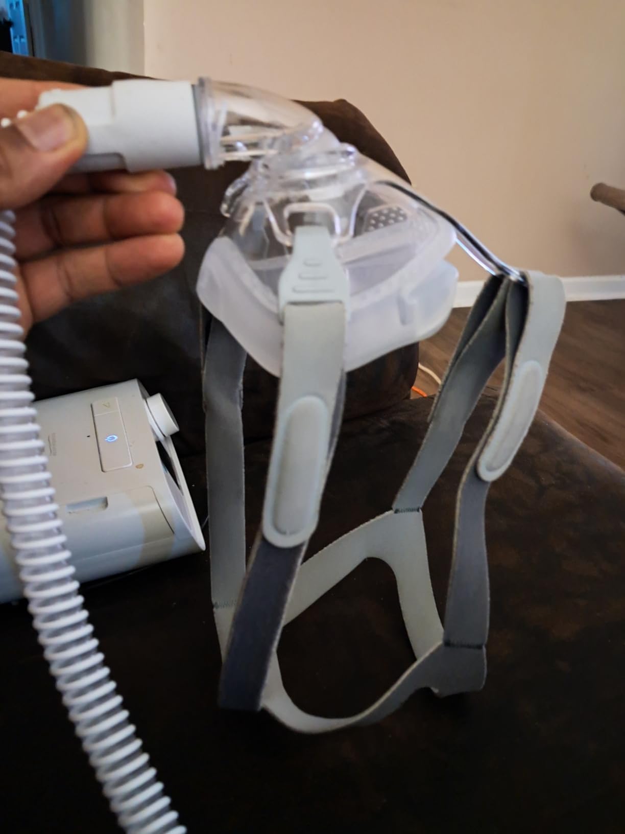 CPAP Masks, Universal CPAP Full Face Mask Reuse Replacement Set for F20, Full Face Nasal CPAP Mask with Headgear, Elbow/Swivel and Cushion, Suitable for Various Models of CPAP Machines (M) customer photo 1