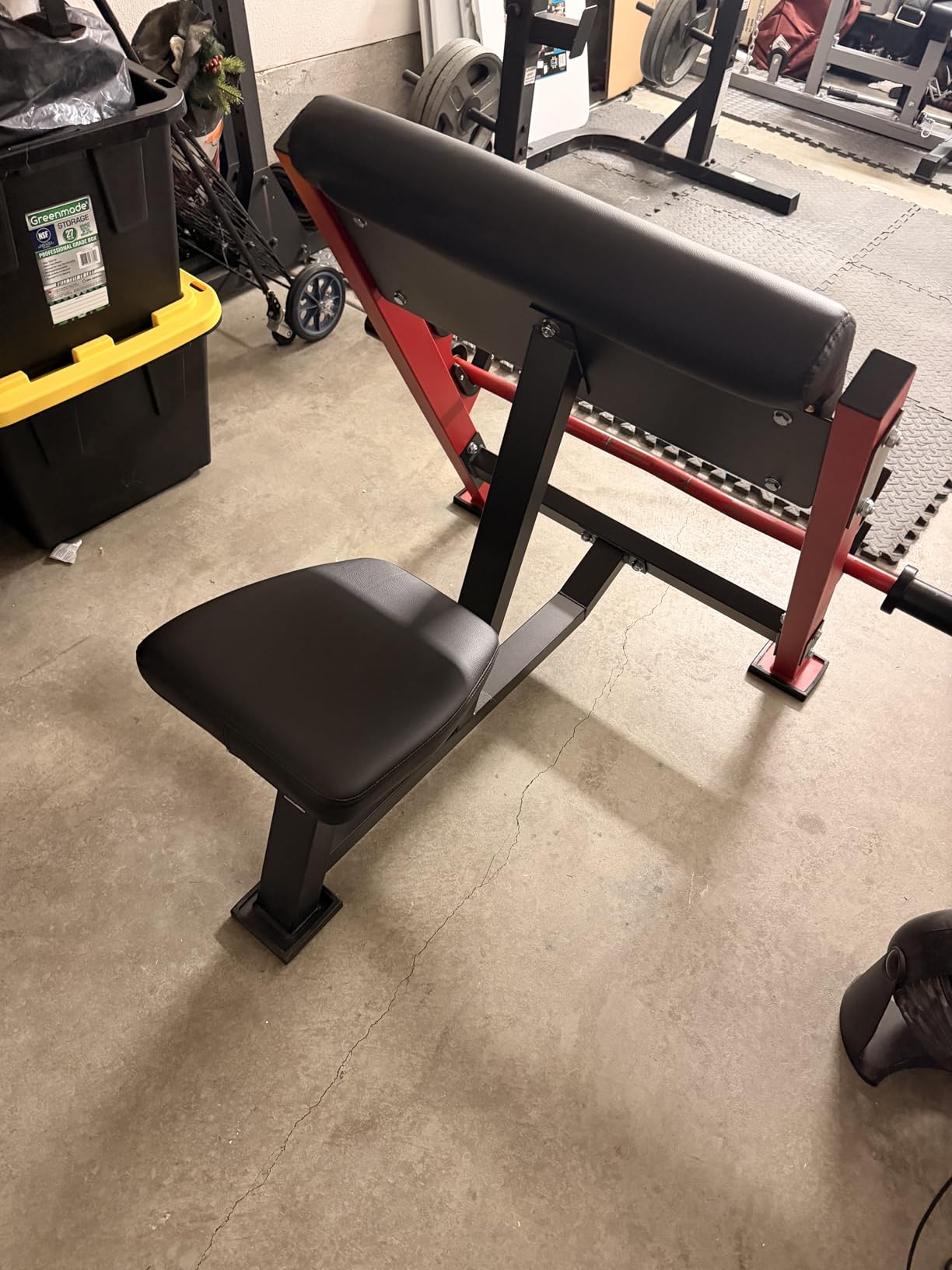 Mikolo Preacher Curl Bench, Seated Arm Isolated Barbell Dumbbell Bicep Station, Bicep Curl Machine with 2 Bar Holders for Home Gym customer photo 2