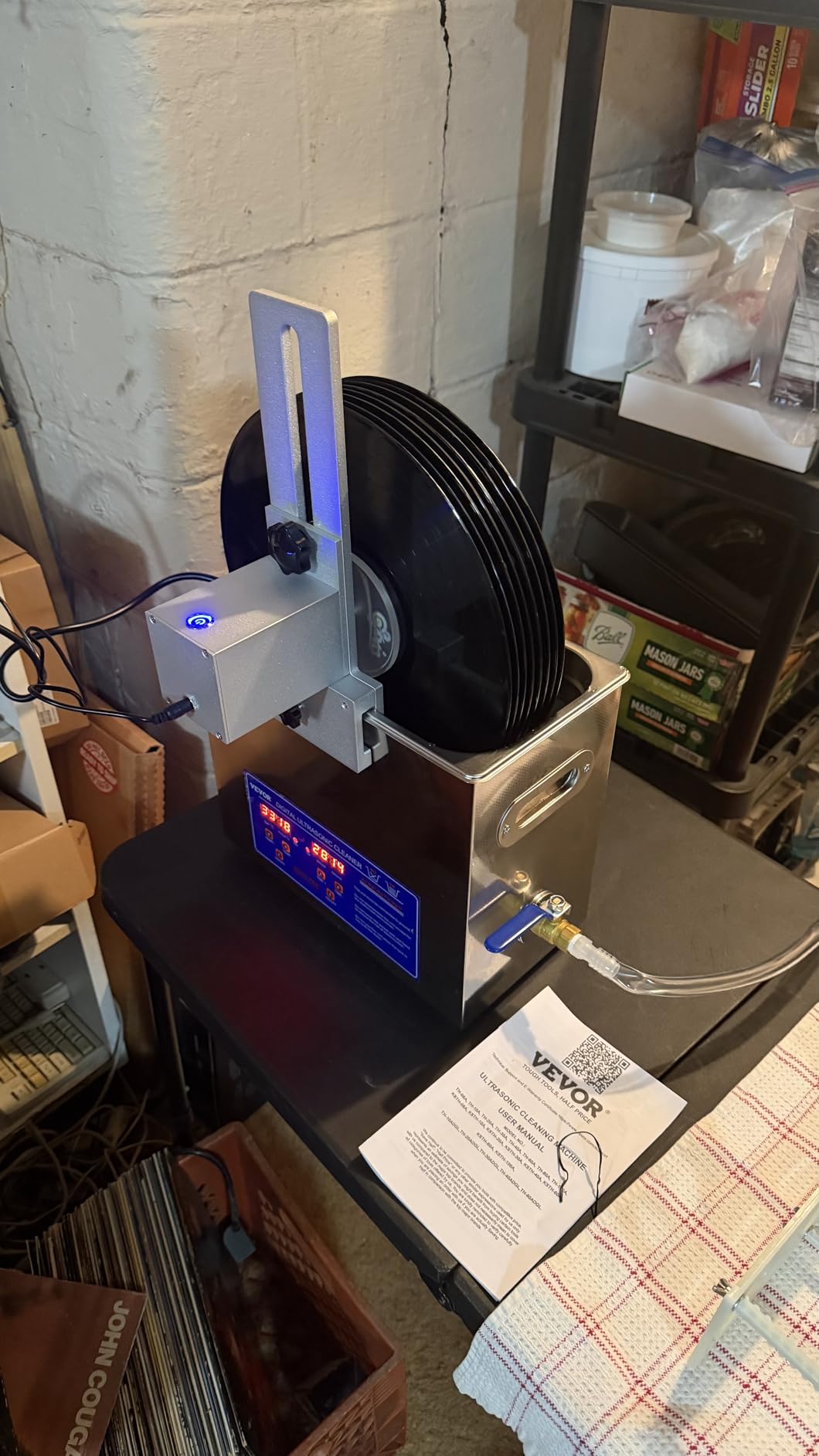 VEVOR Sonic Cleaner, 6L Ultrasonic Vinyl Cleaner 7-12 Inch, 8 Records Ultrasonic Vinyl Cleaning Machine, 180W Ultrasonic Records Cleaner with Drying Rack for Home Store customer photo 2