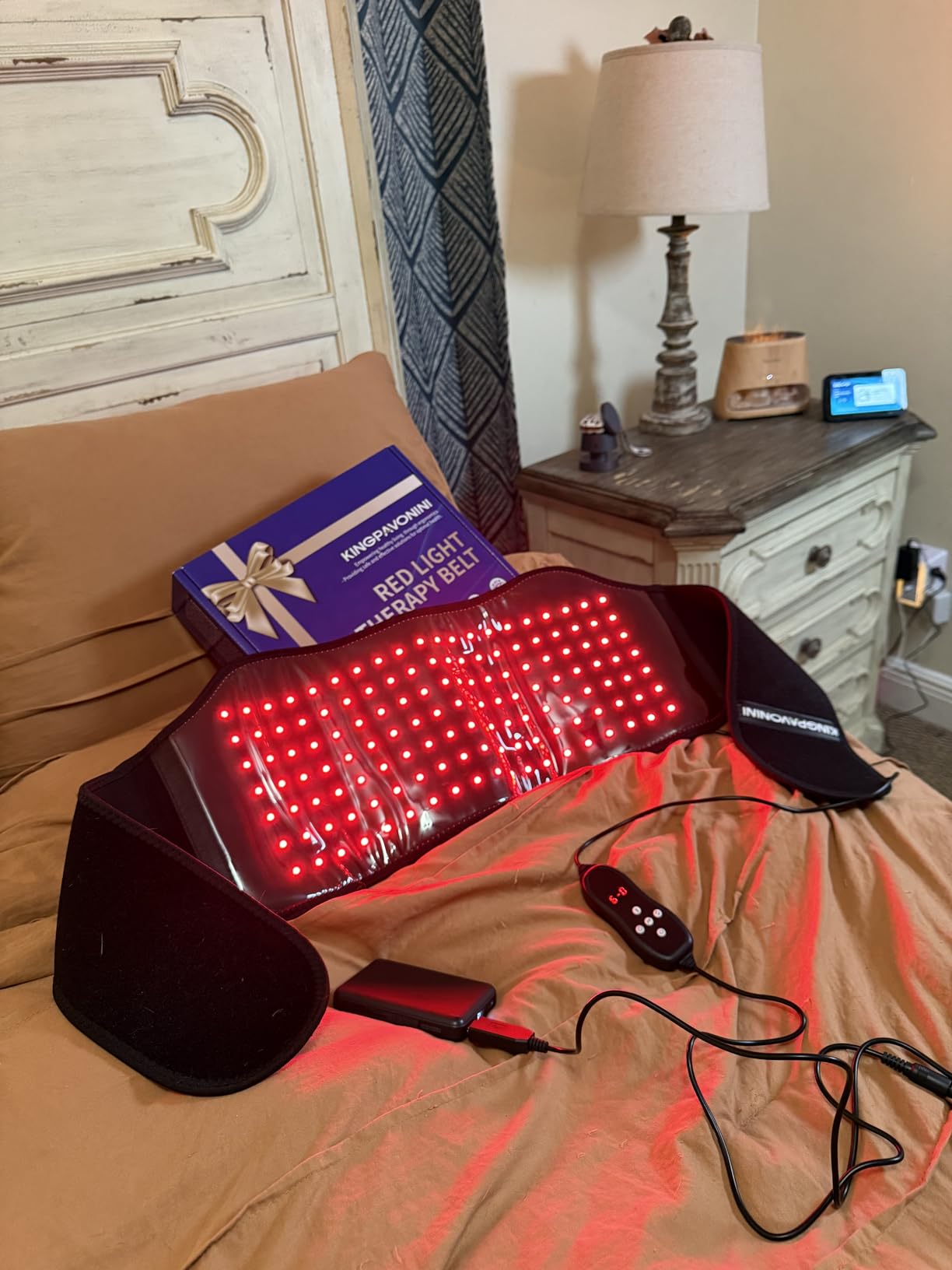 KingPavonini Red Light Therapy Belt, 140 LEDs 630/660/850nm Infrared Light Therapy with Compression Strap, Red Light Therapy for Body, Back, Shoulder & Waist Comfort and Relief customer photo 1