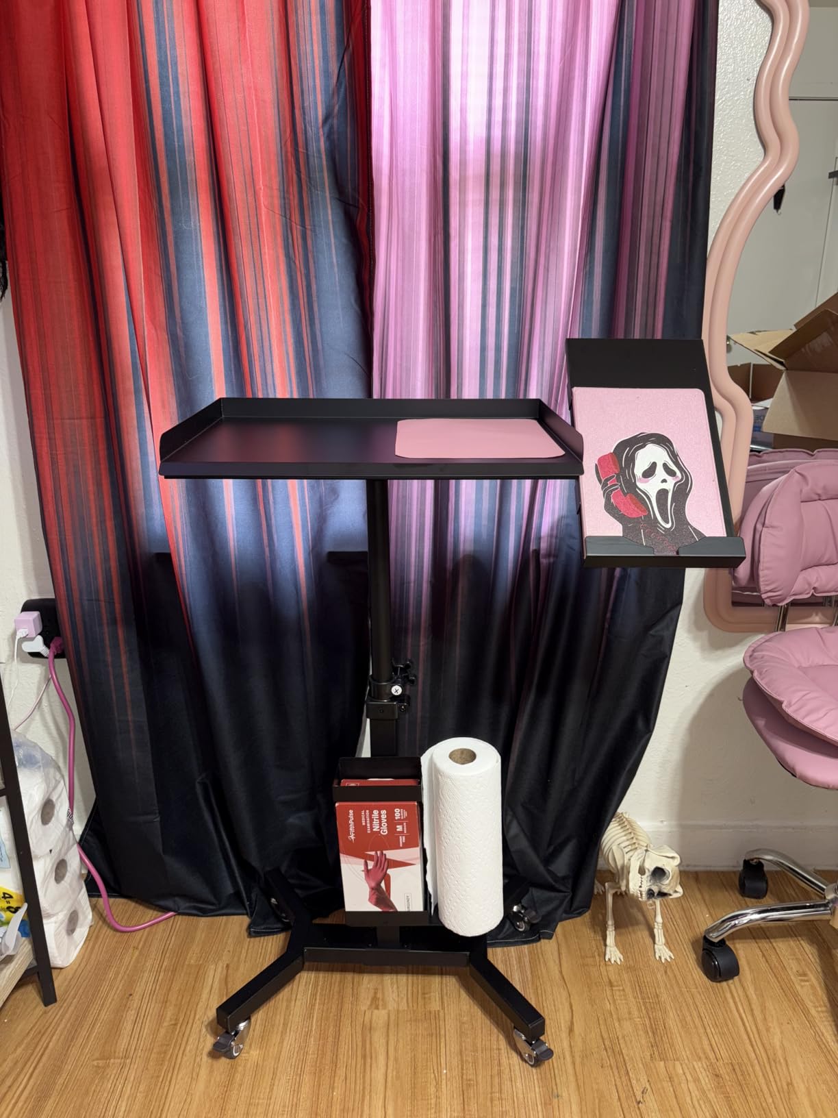 POARMEEY Tattoo Tray Cart on Wheels with Extension Rotatable Tattoo Table Station Versatile Rolling Tool Tray for Tattoo Artist Studio and Beauty Salon customer photo 1