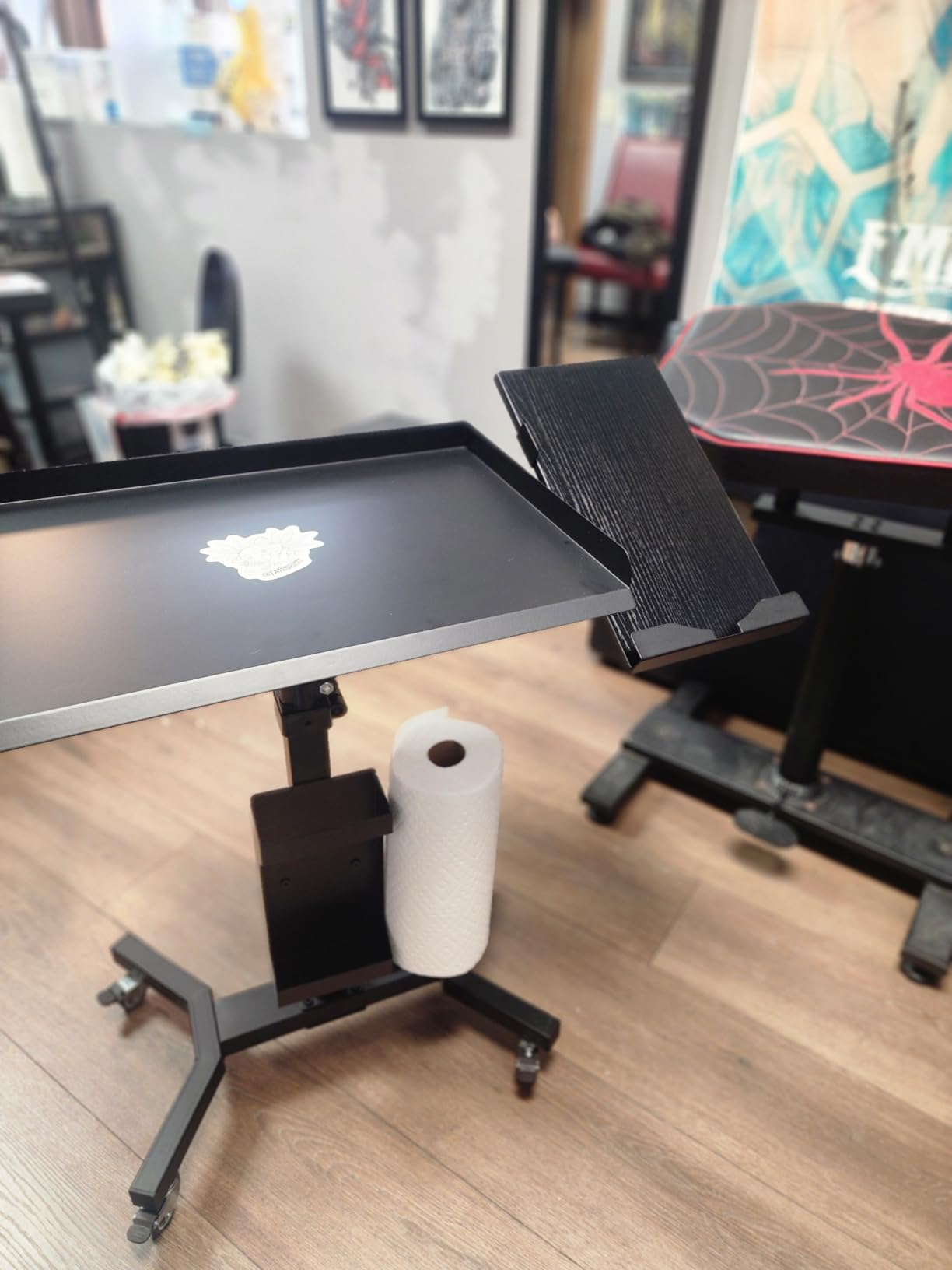 POARMEEY Tattoo Tray Cart on Wheels with Extension Rotatable Tattoo Table Station Versatile Rolling Tool Tray for Tattoo Artist Studio and Beauty Salon customer photo 2