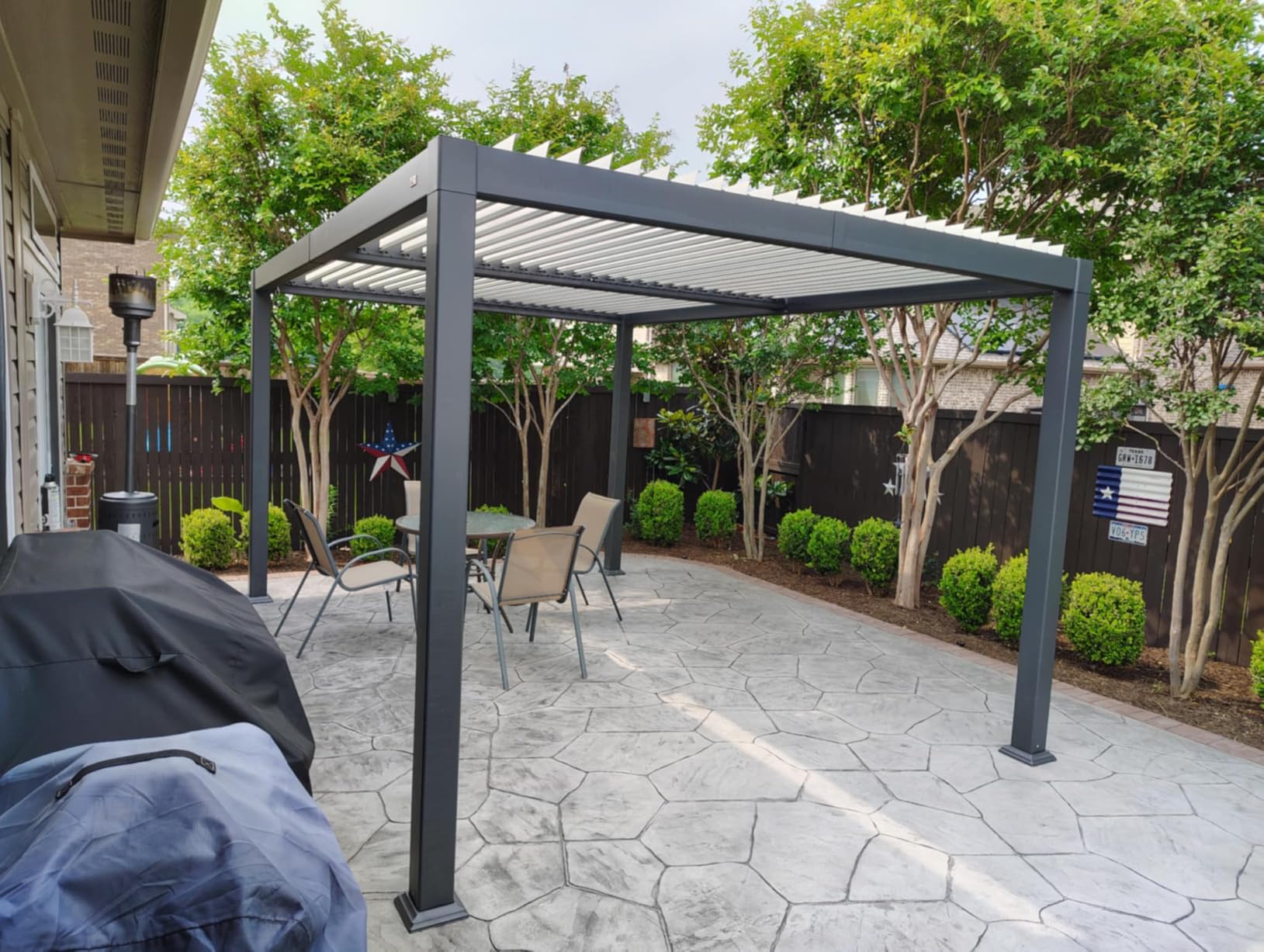 PURPLE LEAF Louvered Pergola 10' x 14' Outdoor Aluminum Pergola with White Adjustable Rainproof Roof Grey Frame Hardtop Gazebo for Patio Deck Garden customer photo 1