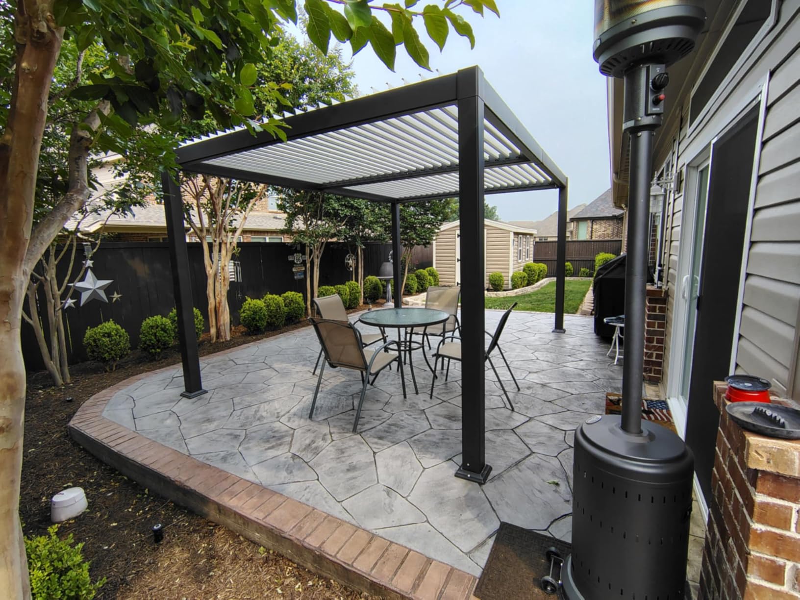 PURPLE LEAF Louvered Pergola 10' x 14' Outdoor Aluminum Pergola with White Adjustable Rainproof Roof Grey Frame Hardtop Gazebo for Patio Deck Garden customer photo 2