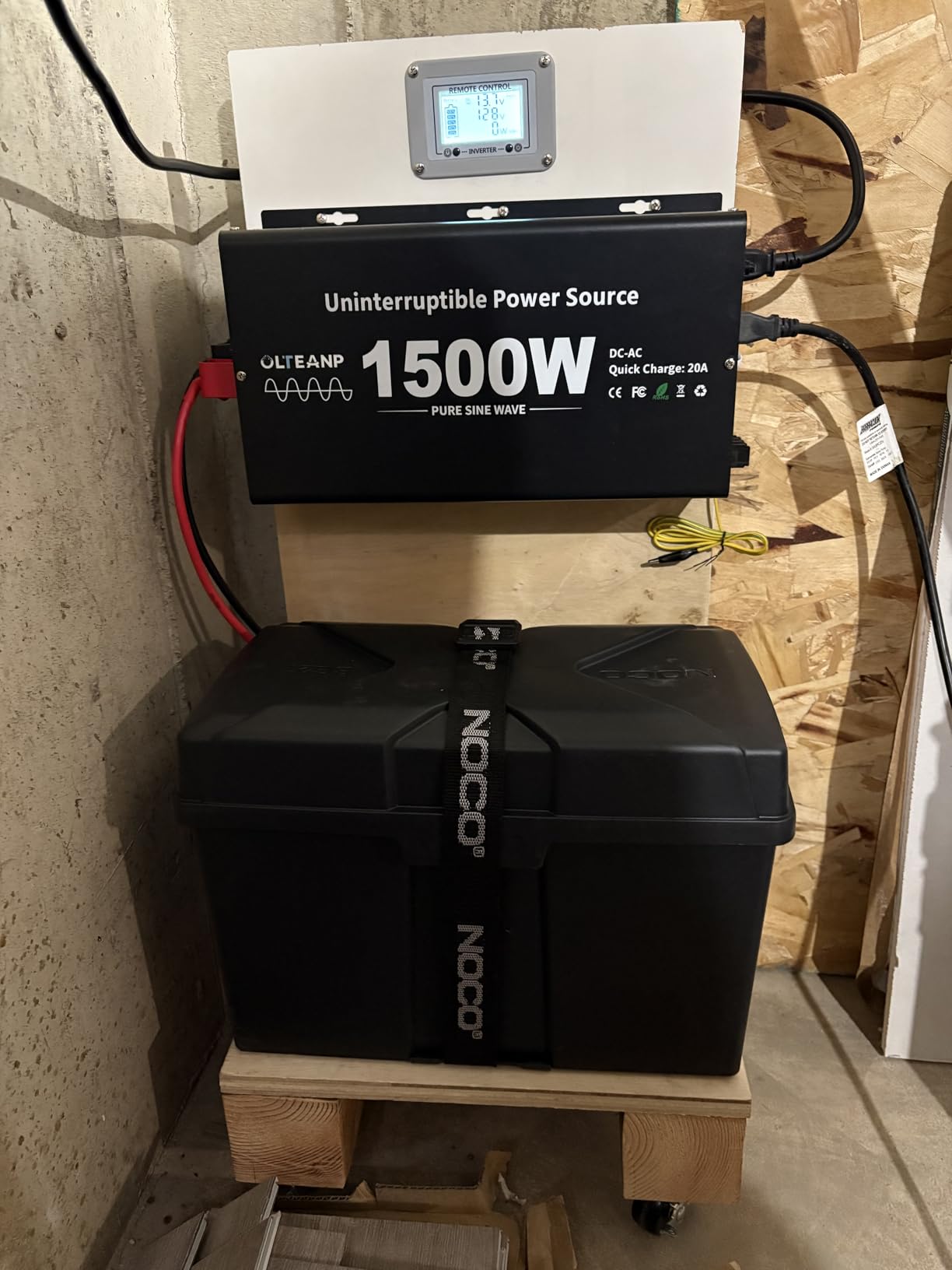 1500W Sump Pump Battery Backup System, Pure Sine Wave Inverter Charger with 25A Fast Charging, Auto Transfer Switch for Basement Flood Protection During Outages, LCD Remote customer photo 2