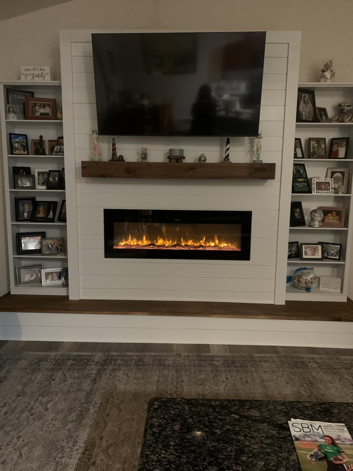 EUHOMY 50 Inch Electric Fireplace Wall Recessed and Wall Mounted with Adjustable Flame Color, Fireplace Heater with Remote Control, Linear Fireplace with Timer, Touch Screen, Log & Crystal, 750/1500W customer photo 2