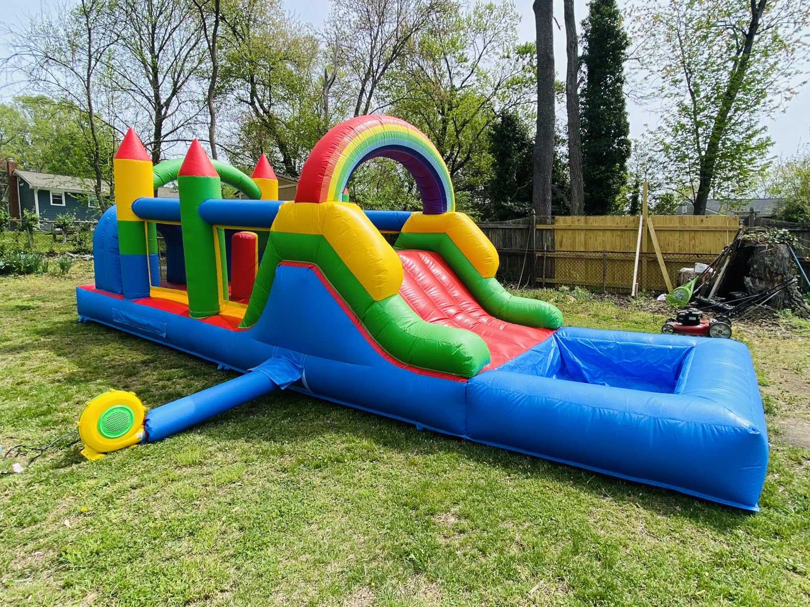 25FT Commercial Grade Bounce House for Big Kids 8-12 with Wet Dry Pool, 100% PVC Inflatable Obstacle Course Bounce House with Blower, 6 in1 Large Bounce House with Slide customer photo 1