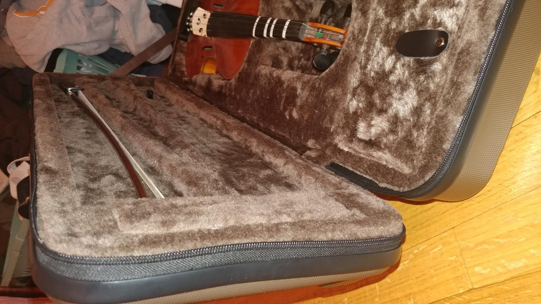 Crossrock Oblong Case fits 4/4 Full-Size Violin, Includes Interior Compartment, 2 Bow Holders, Security Lock, and Detachable Straps-Mint Blue (CRA860VFMB-R) customer photo 1