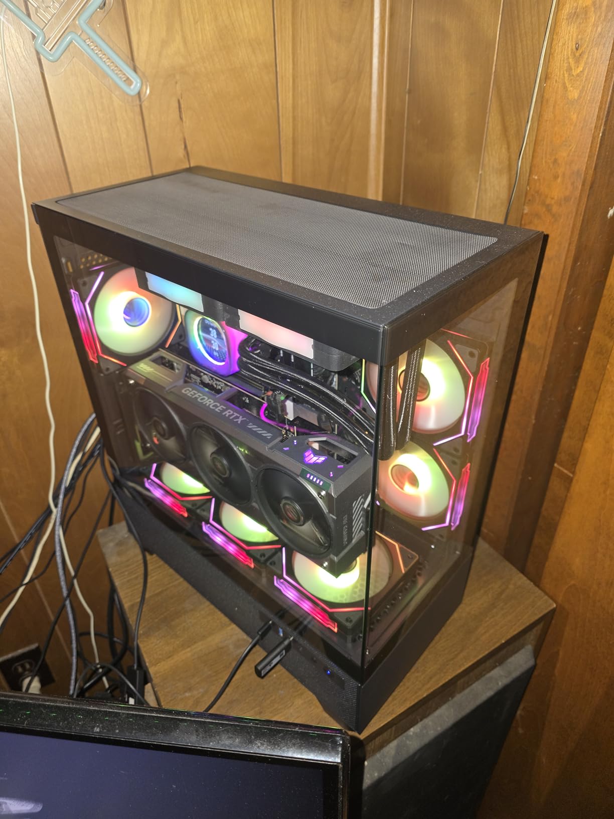 Gaming PC Case, Type-C ATX Computer Case with 6 PWM ARGB Fans Pre-Installed, Full Tower PC Case Full-View Dual Tempered Glass, Black(H2) customer photo 2