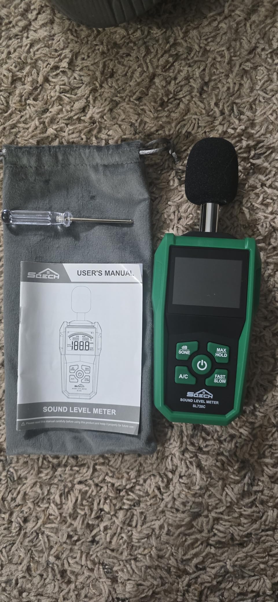 SQECH Decibel Meter, Digital Sound Level Meter with LCD Color Screen, Portable SPL Meter Range 30-130dB with A/C Weighted, MAX/MIN, Data Hold, dB/SONE Unit, FAST/SLOW Response, for Home/Office/Factories customer photo 2