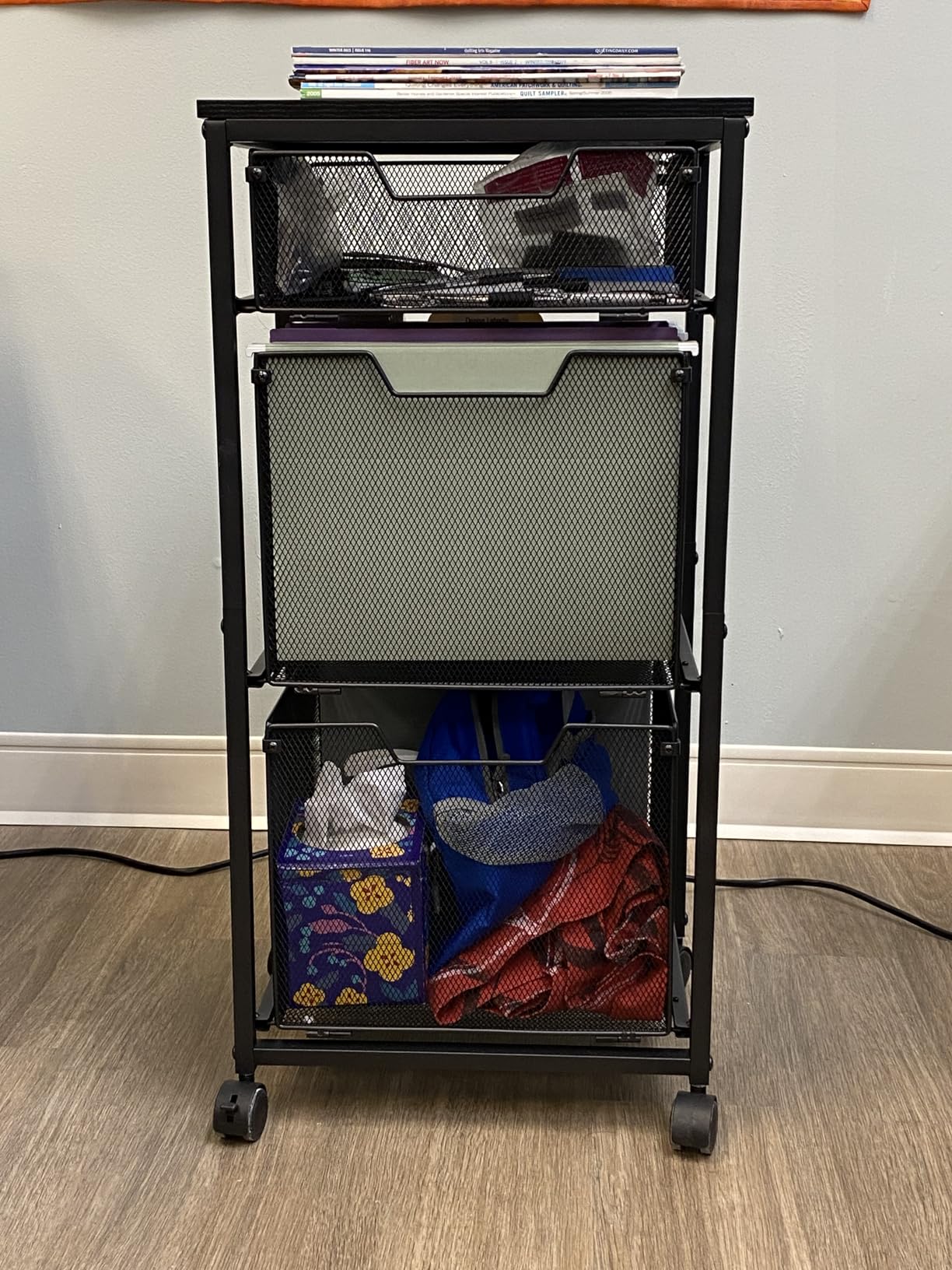 Sbanmao 3 Drawer Mobile File Cabinet for Home Office, Rolling Filing Cabinet on Lockable Wheels, Hanging File Folders Organizer, Utility Cart Storage and Organizer, Printer Stand, Black customer photo 1