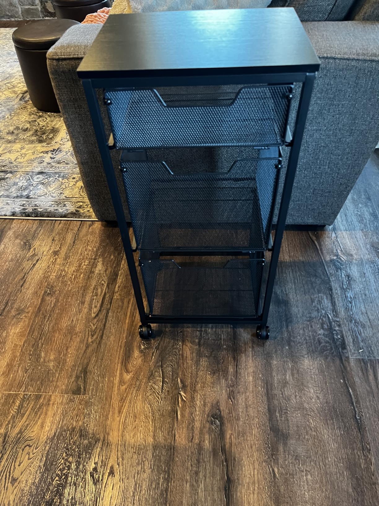 Sbanmao 3 Drawer Mobile File Cabinet for Home Office, Rolling Filing Cabinet on Lockable Wheels, Hanging File Folders Organizer, Utility Cart Storage and Organizer, Printer Stand, Black customer photo 2