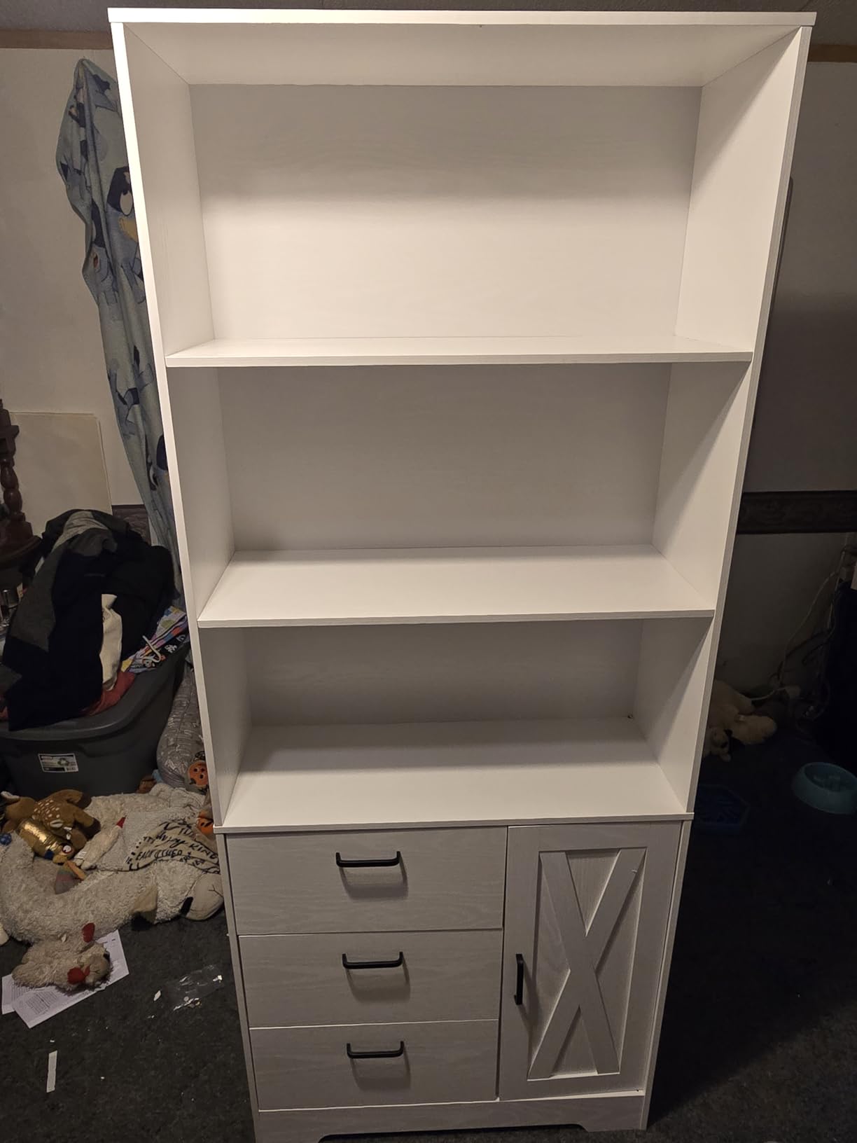 IRONCK Bookshelf with Door and 3 Drawers, 71in Tall Bookcase Shelf with 3-Tier Shelves, for Bedroom Living Room Entrance Hallway Home Office customer photo 2