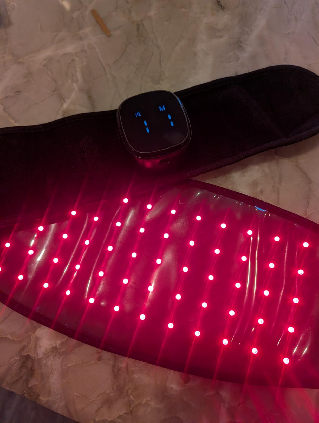 Comfytemp 5000mAh Portable Red Light Therapy Belt for Body, Wearable Near Infrared Light Therapy Wrap, 13W Light Wrap for Waist Belly Lower Back Joint Muscle, 50''x7'' customer photo 1