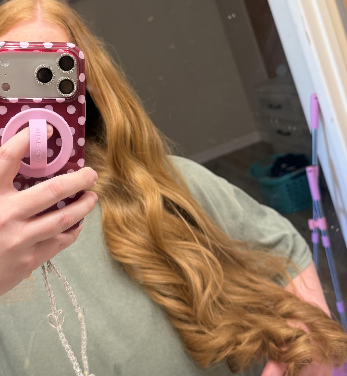 TYMO CurlPro Plus Automatic Rotating Curling Iron - Upgraded Long Barrel Curling Wand for Long Hair, Ceramic Hair Curler for Women, Anti-Scald, Tangle-Free, 600M Ionic, Dual Voltage, Gold, 1 Inch customer photo 2