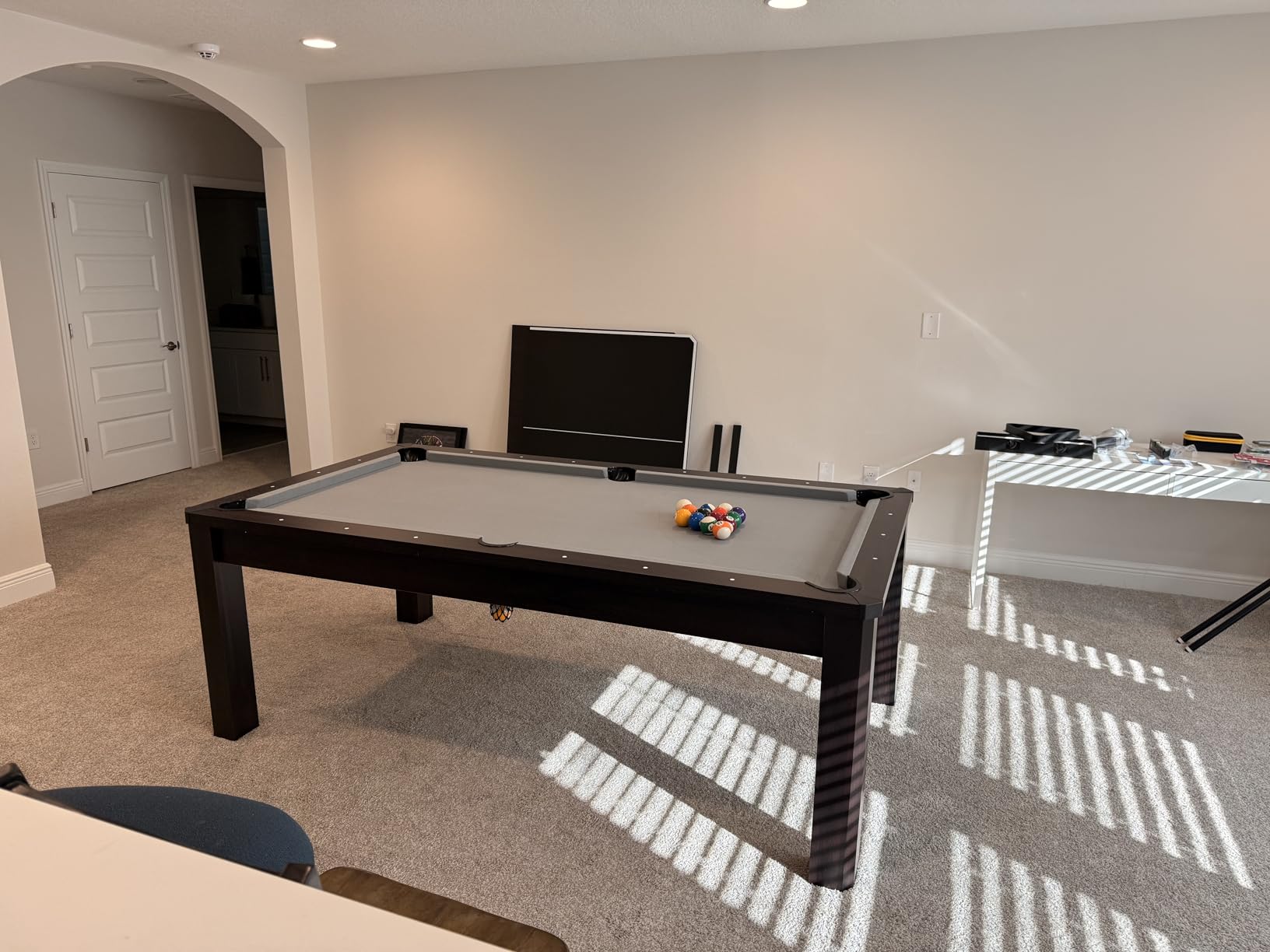 GoSports 3 in 1 Pool, Dining, & Table Tennis Combo Table and Storage Benches - 7 ft customer photo 1