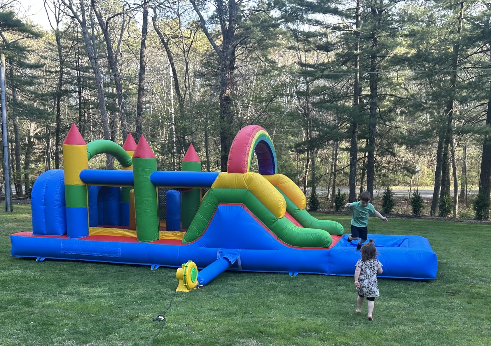 22ft Commercial Bounce House for Big Kids, 100% PVC Inflatable Obstacle Course Bounce House with Water Slides&Blower, 0.45mm Heavy Duty Vinyl, Backyard Outdoor Party Game(22x8x8.2ft) customer photo 1