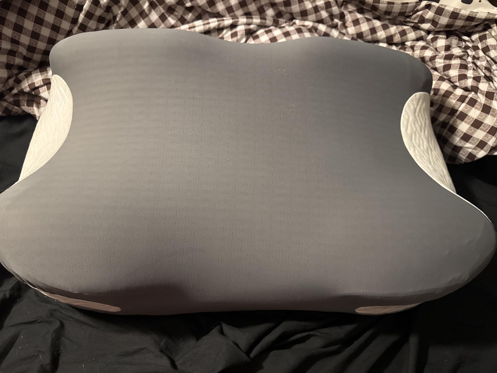 Elviros Cervical Neck Pillow for Neck Pain Relief, CPAP Pillow for Side, Back & Stomach Sleepers, Ergonomic Orthopedic Pillow for CPAP Users to Reduce Air Leaks and Mask Pressure, Dark Grey customer photo 2