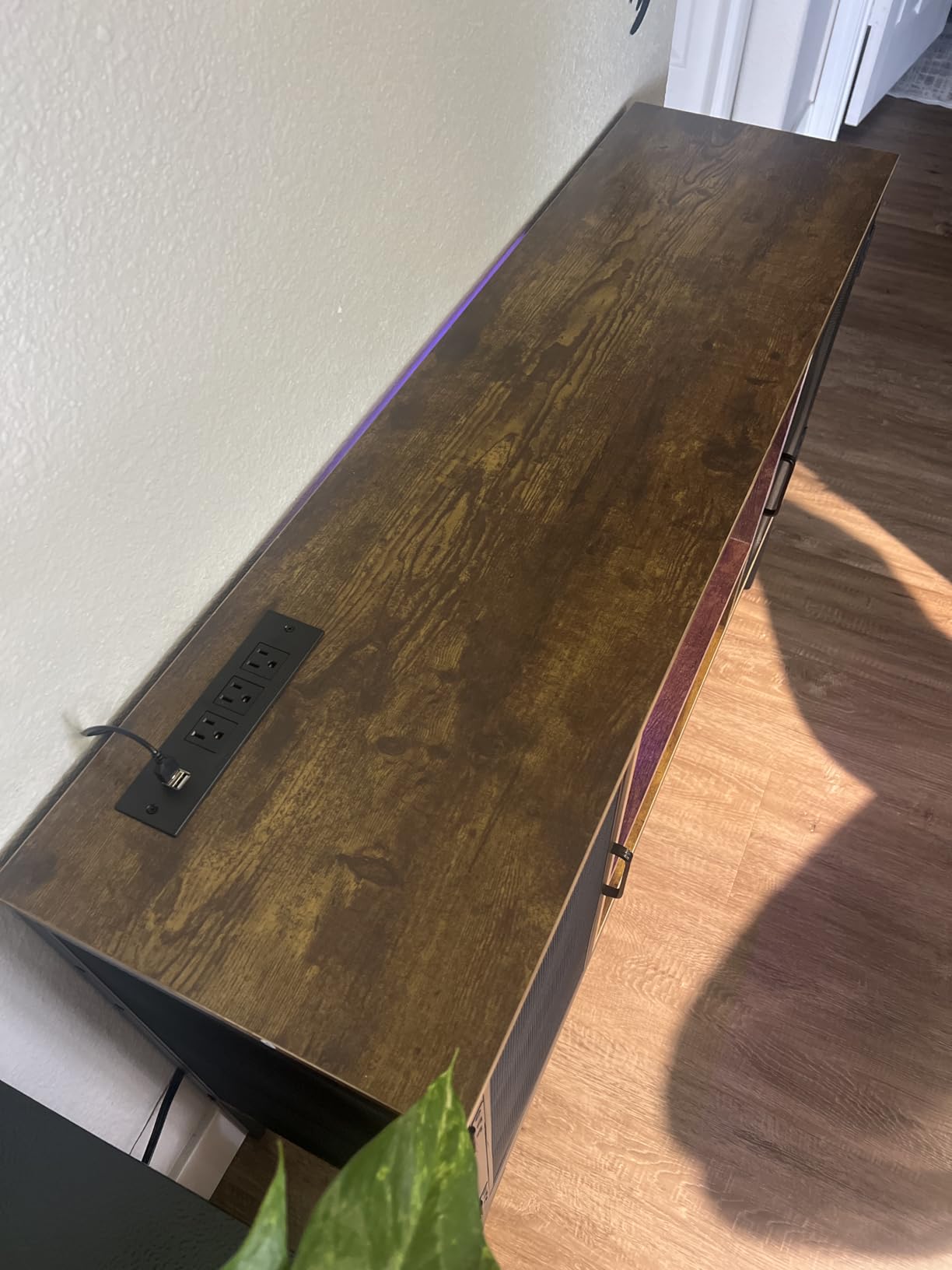 Homieasy Wine Bar Cabinet with Power Outlets & LED Lights, Industrial Coffee Bar Cabinet with Wine Rack for Home Bar, Liquor Bar Storage Cabinet for Home, Kitchen, Living Room, Black customer photo 2