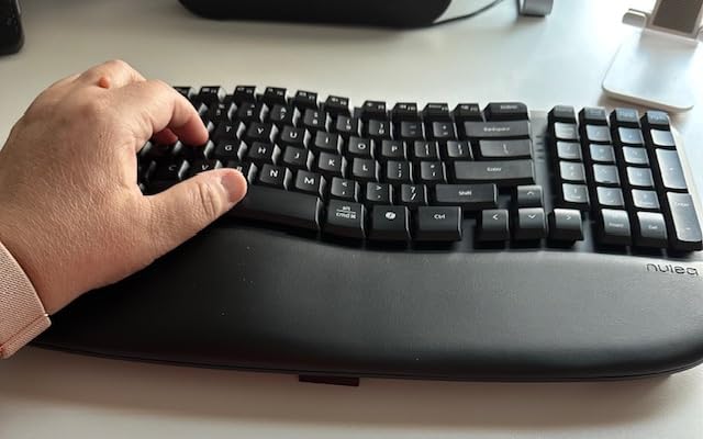 Nulea RT08 Wave Keys Wireless Ergonomic Keyboard with Cushioned Palm Rest, 2.4GHz Ergo Cordless USB Computer Keyboard, Comfortable Natural Typing, for Laptop, Mac, Windows Black customer photo 2