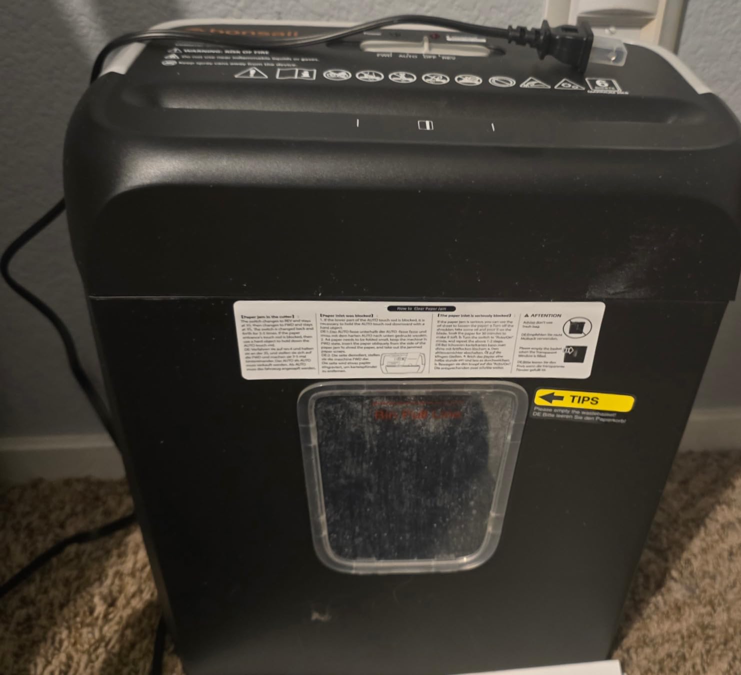 Bonsaii Paper Shredder for Home Use, 3.4 Gal Wastebasket, 6 Sheet Crosscut Paper Credit Cards, Staples, and Clips Shredder for Home Office Use, Portable Handle Design (C237-B New Version) customer photo 2