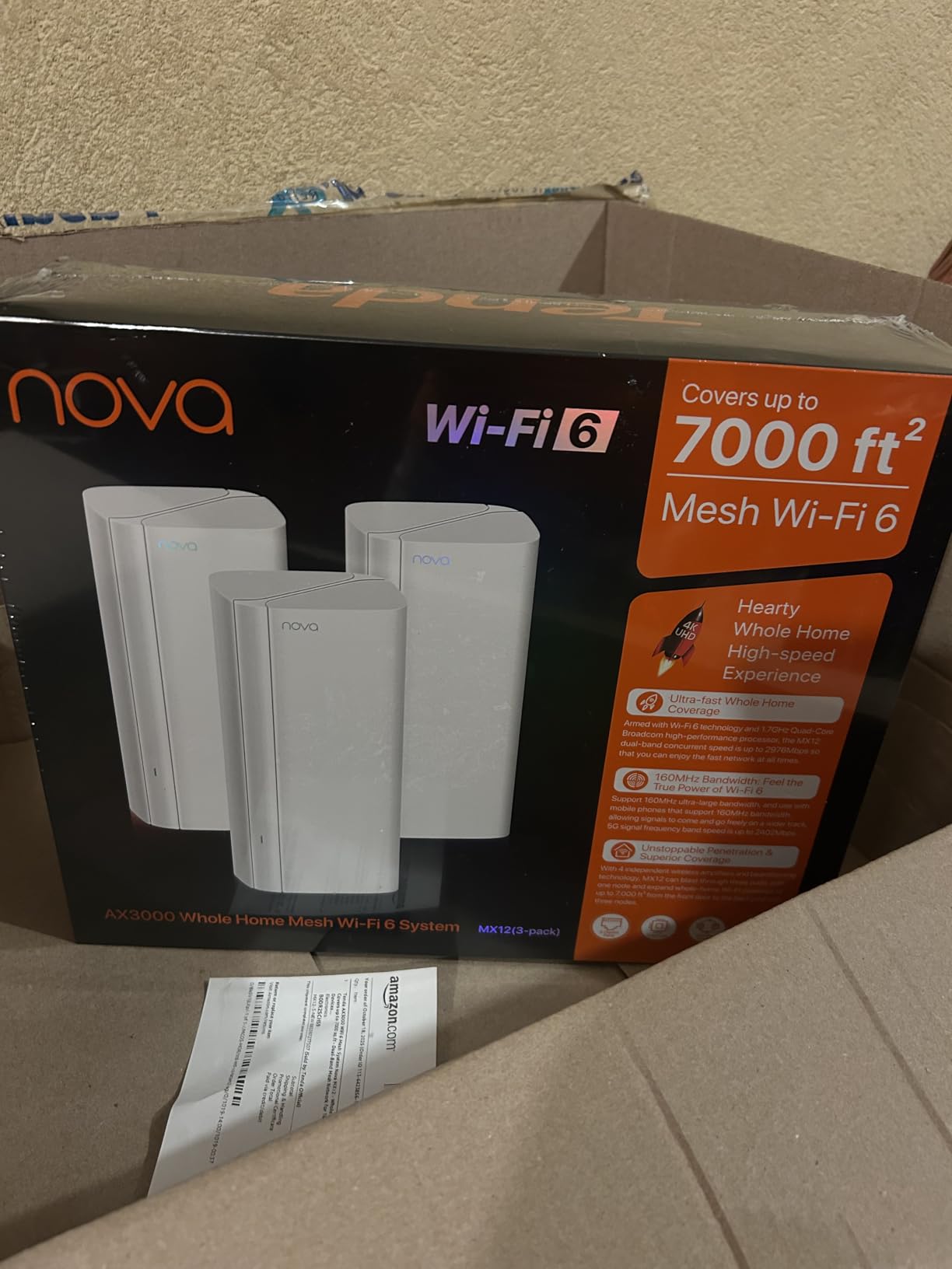Tenda AX3000 WiFi 6 Mesh System Nova MX12 - Whole Home Mesh WiFi Coverage up to 7,000 sq. ft., Dual-Band WiFi Mesh Network for 160+ Devices, 3-Pack customer photo 1