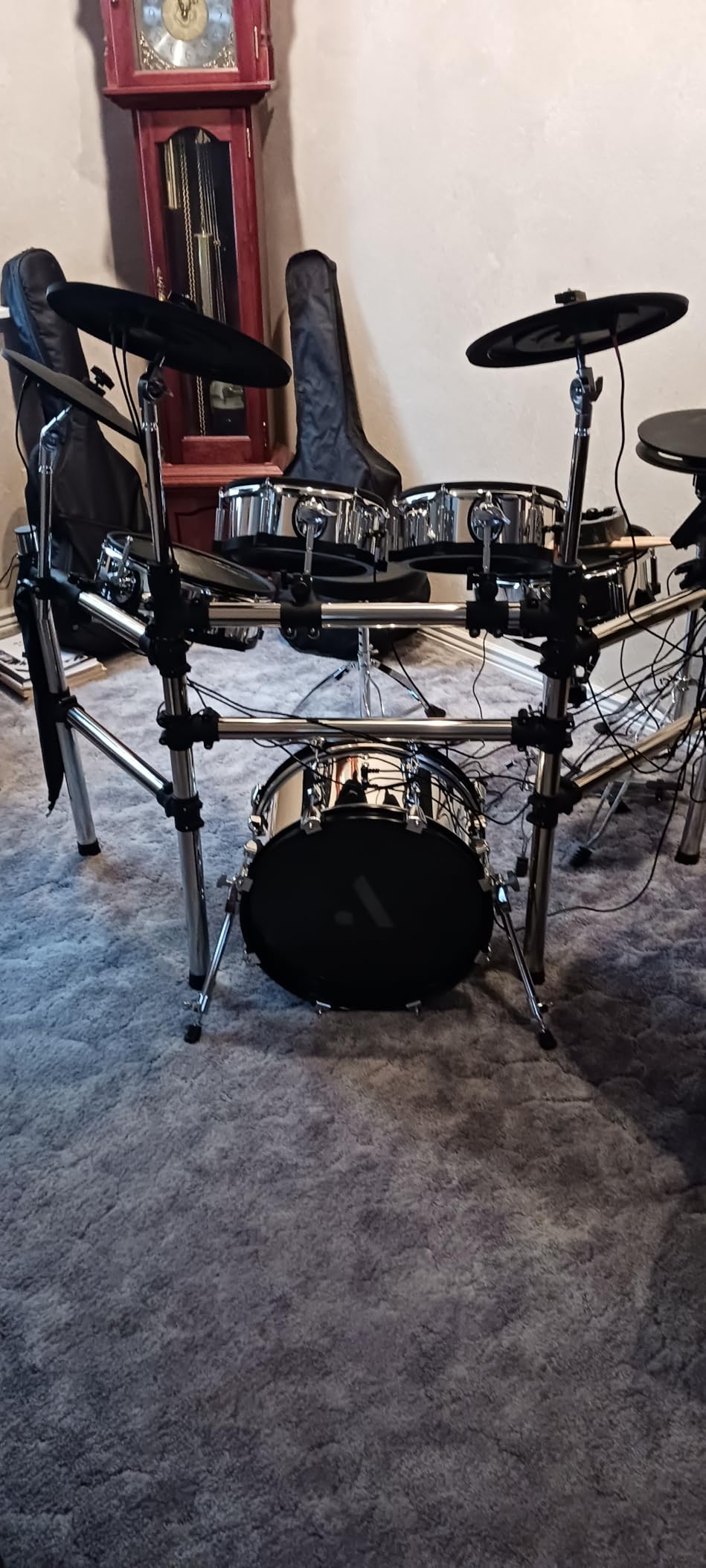AKLOT Acoustic-Style Electric Drum Set: Independent 16'' Wooden Bass Drum and 12'' Snare, Triple-Zone Ride Cymbal, Standalone Hi-Hat, Full Mesh Pads, 460 Sounds, USB MIDI, Throne, Sticks (B-CORE543) customer photo 1