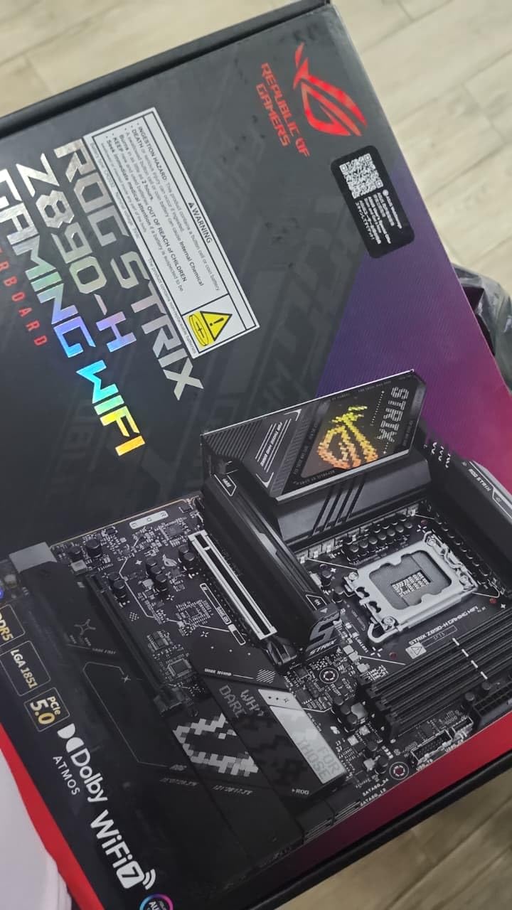 ASUS ROG Strix Z890-H Gaming WiFi Z890 LGA 1851 ATX Motherboard, Intel Core Ultra Series 2 Ready, Advanced AI PC-Ready, 16+2+1+2 Stages, DDR5, 5Gb LAN, WiFi 7, 4X M.2, PCIe 5.0, USB Type-C, AI OC customer photo 1