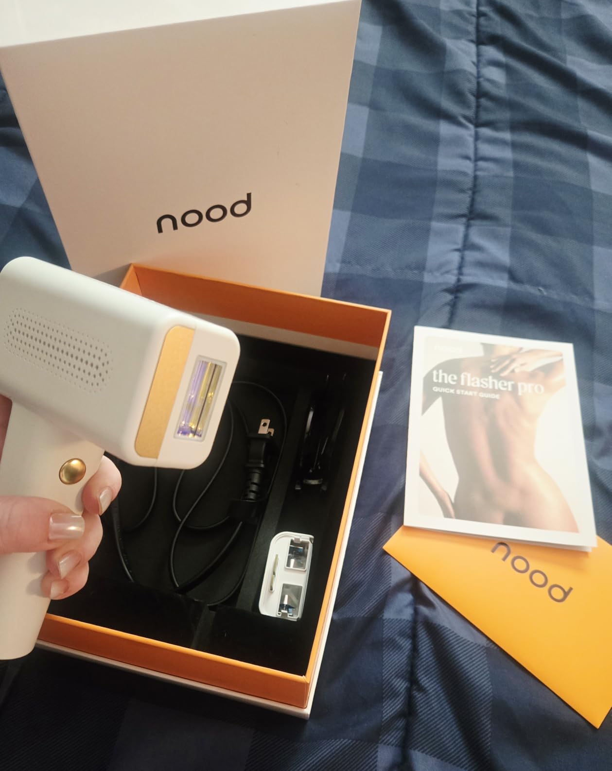 Nood NEW Flasher Pro - IPL Laser Hair Removal Device & Anti-Aging Red Light Therapy for Women & Men - Pain-free, Permanent, Visible Results After First Use & Works Everywhere Hair Grows - Gloss White customer photo 2