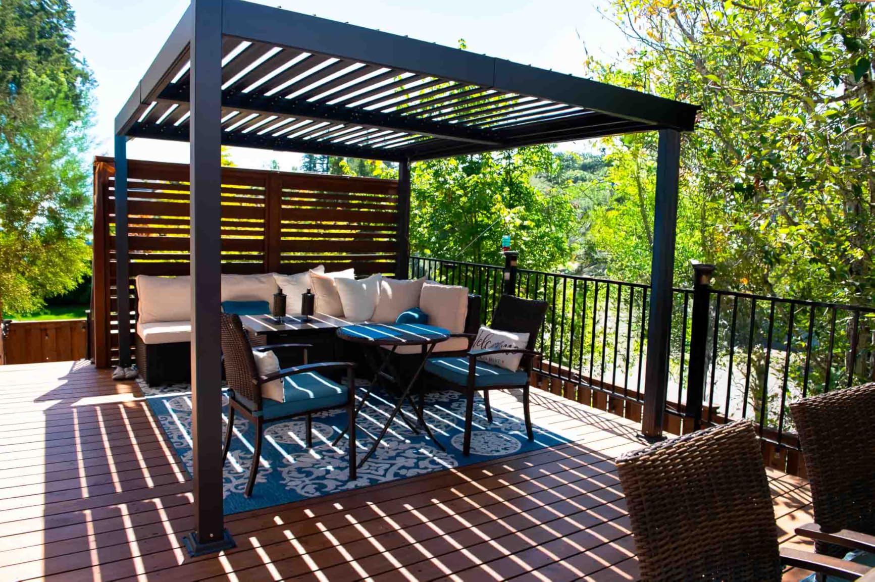 Louvered Pergola, 10' x 12' Outdoor Pergola, Metal Patio Gazebo with Adjustable Louvers Roof and Gutter System, Metal Hardtop Gazebo for Patio, Backyard, Deck, Garden, Dark Gray customer photo 2
