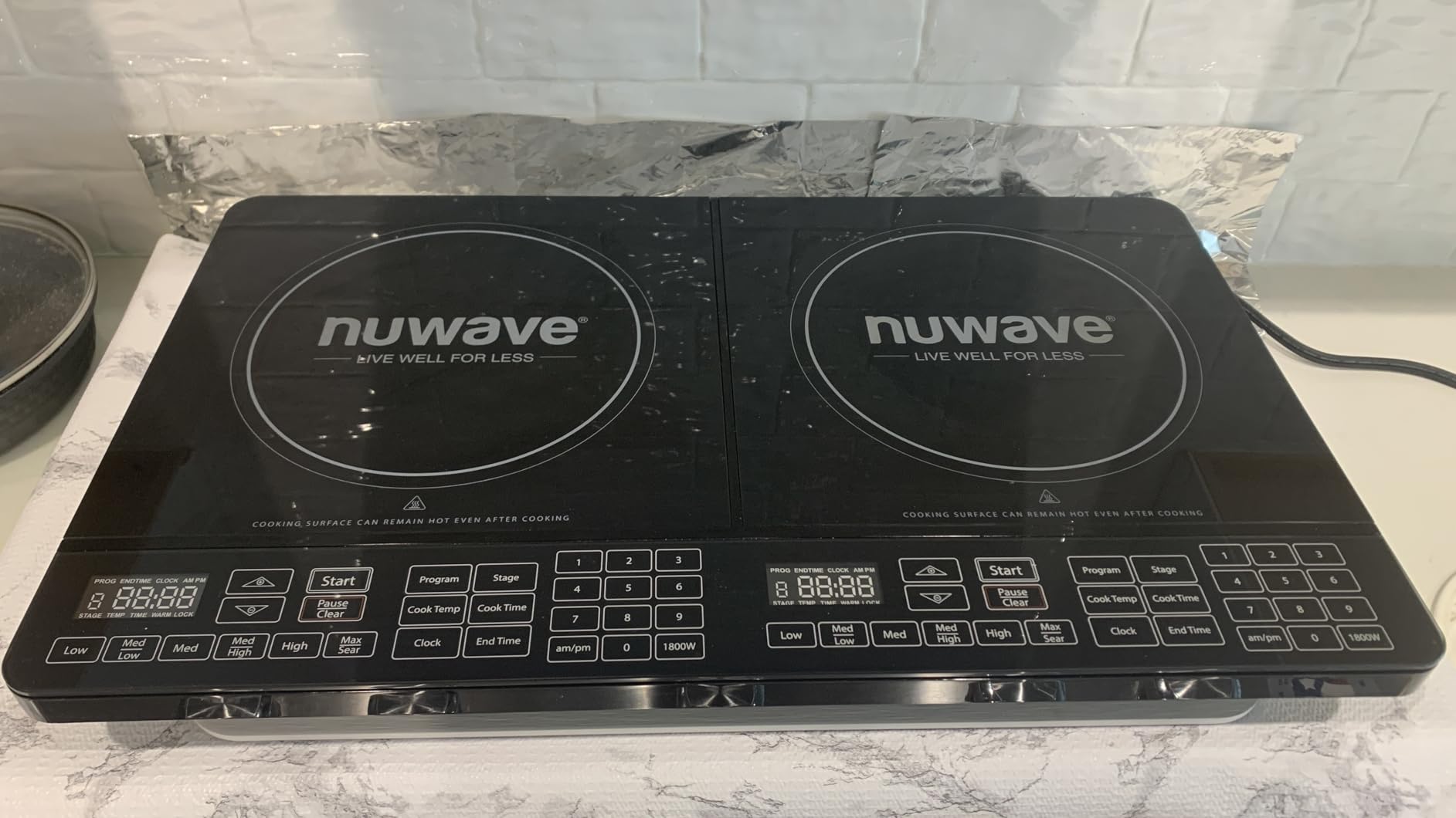 Nuwave Double Pro Cooktop Induction Countertop Burner, Portable, 900/1500/1800W with Dynamic Watt Technology, 50F to 575F, 8 inch Heating Coil, Shatter-Proof Ceramic Glass, Seamless IMD Touch Panel customer photo 1