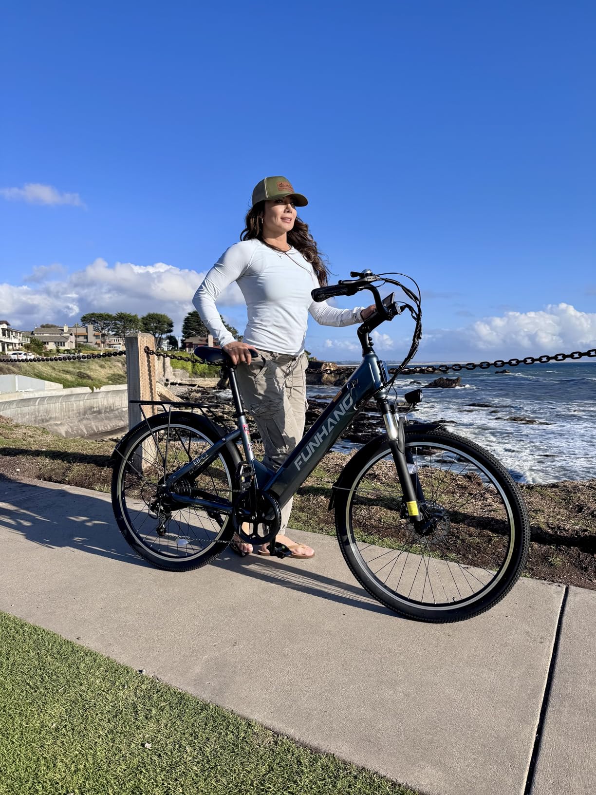 Funhang Electric Bike for Adults, 1000W Peak Ebike, 50Miles 21.7MPH Step Thru Electric Bicycle, 26
