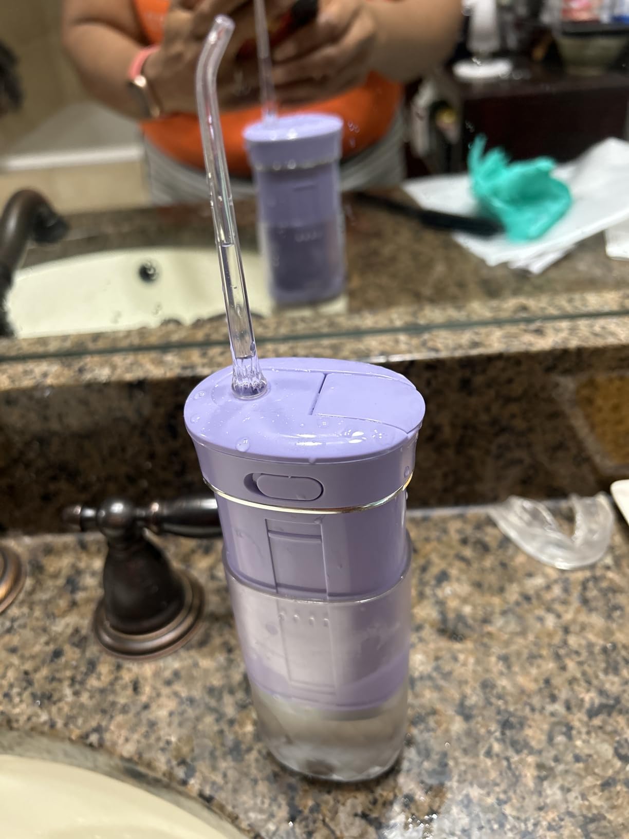 GuruNanda Compact Water Dental Flosser, Portable Travel Size Oral Irrigator Flosser with Collapsible 180 ml Tank, Smart Timer, 4 Flossing Modes, TSA-Friendly - Lavender customer photo 2