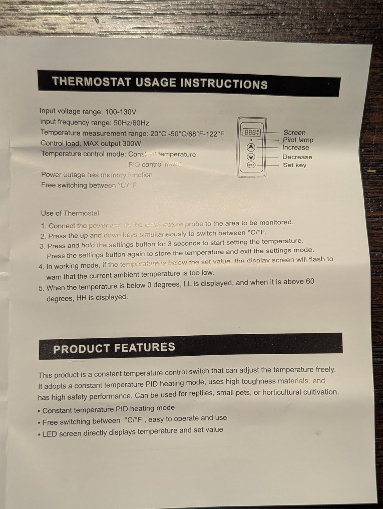 LUCKY HERP Reptile Dimming Thermostat, PID Heat Lamp Temperature Controller with LED Digital Screen for Reptile Heat Lamp Heat Mat & Heaters, Support ℉/℃, Memory Function customer photo 1