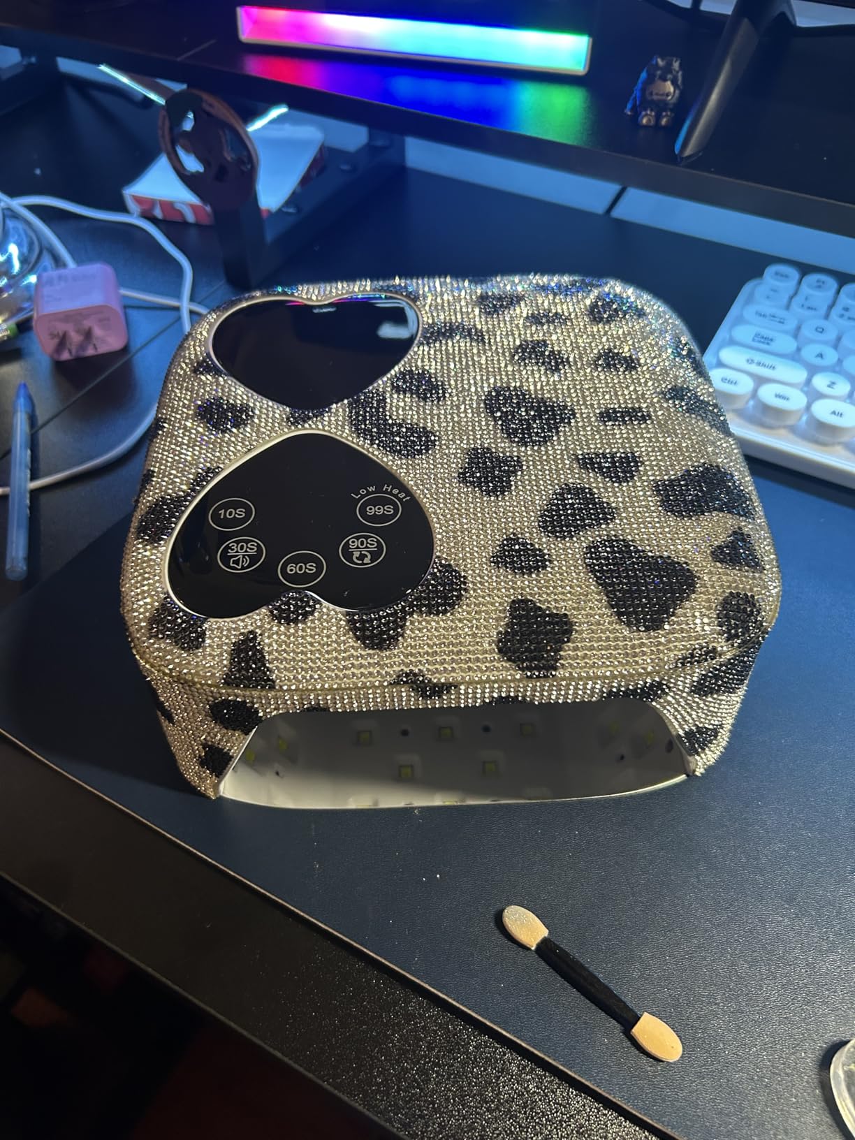 UV LED Nail Lamp Cordless, HUITINE 80W Rechargeable UV Light for Gel Nails, Professional Gel Light Dryer with 5 Timers & Mirror Base, Sparkling Rhinestones Diamond Curing Lamp for Salon & Home customer photo 1